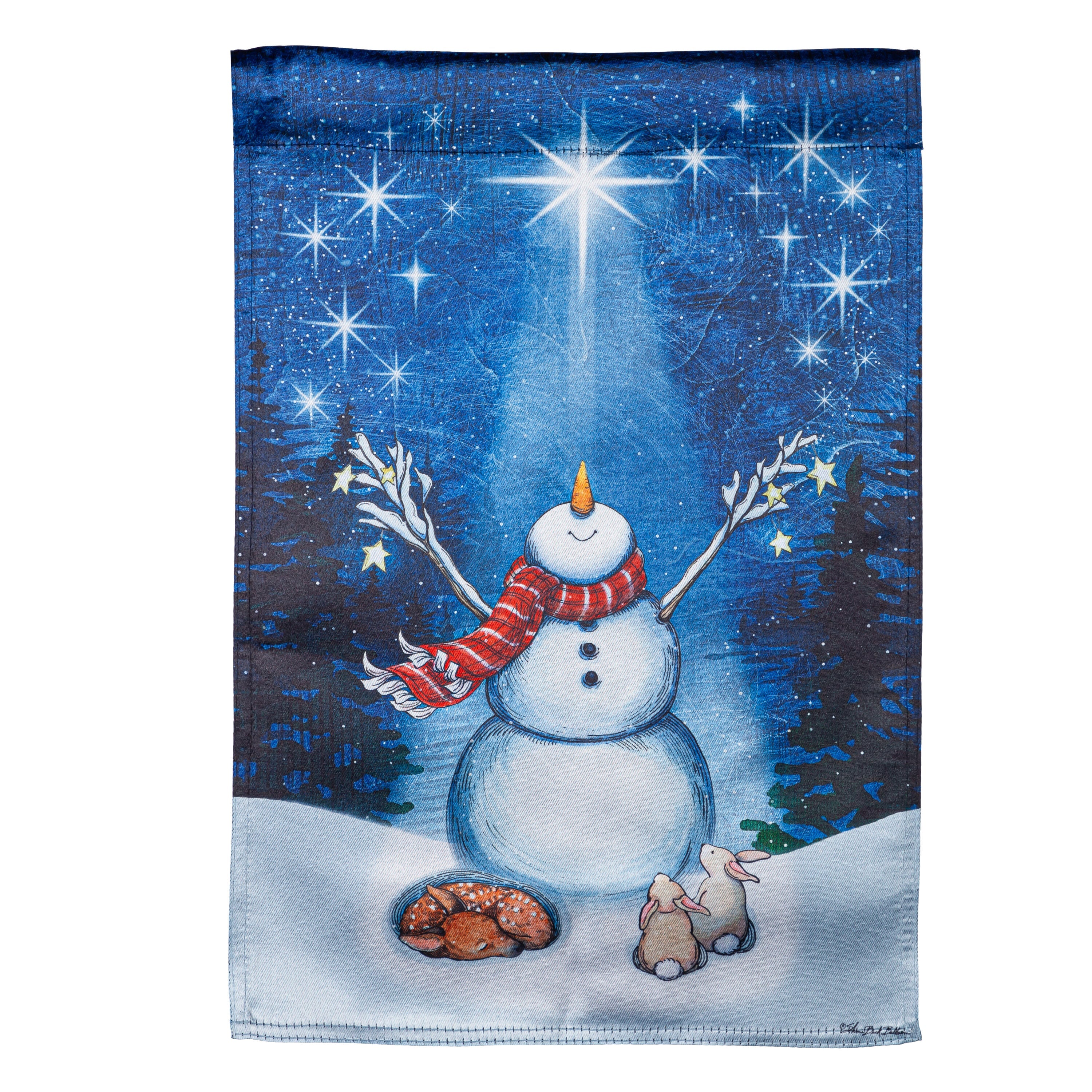 Star Heart Snowman Lustre Garden Flag - Sports Gifts, Sports Memorabilia, Sports Collectibles, Fan Shop
