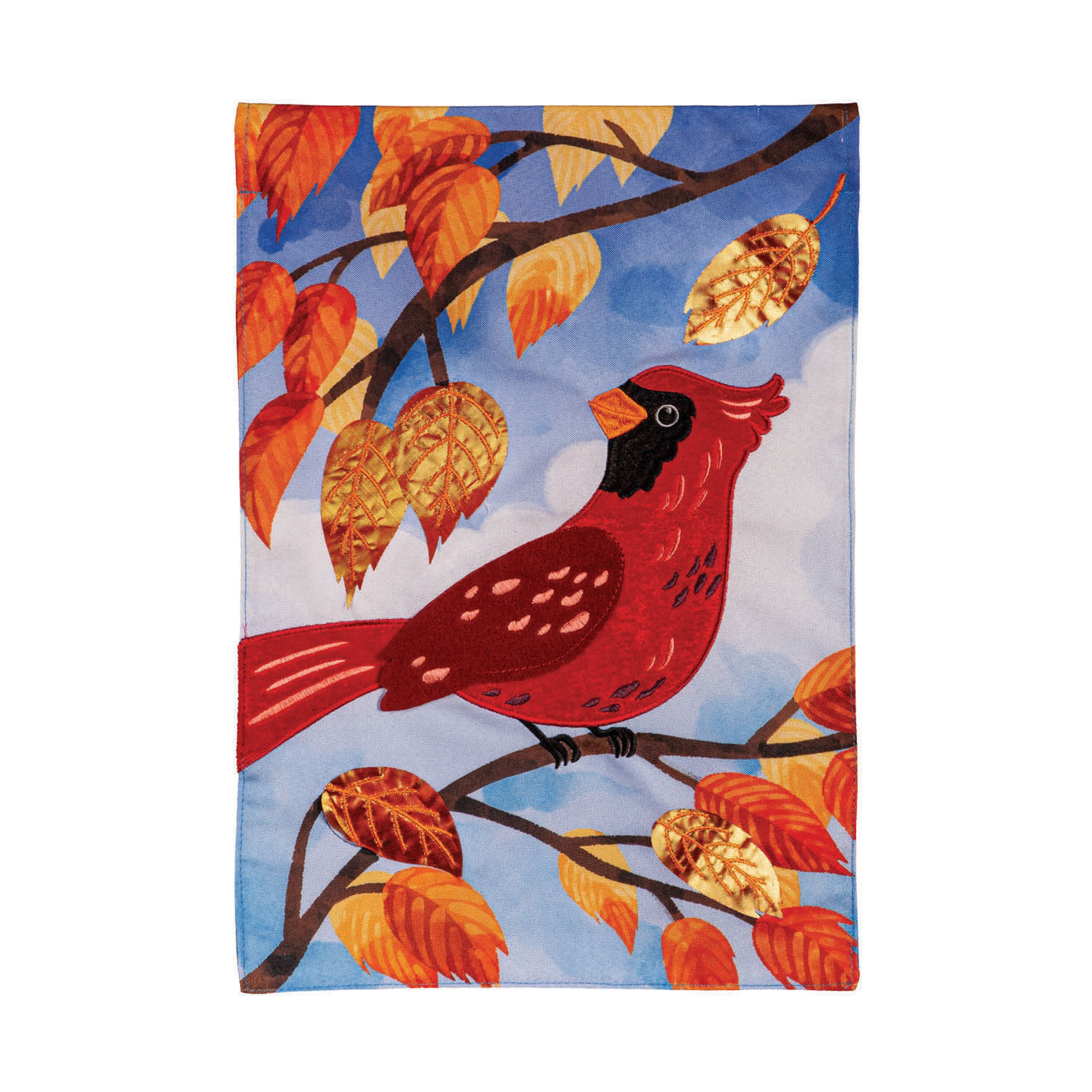 Cardinal in Fall Tree Applique Garden Flag - Sports Gifts, Sports Memorabilia, Sports Collectibles, Fan Shop