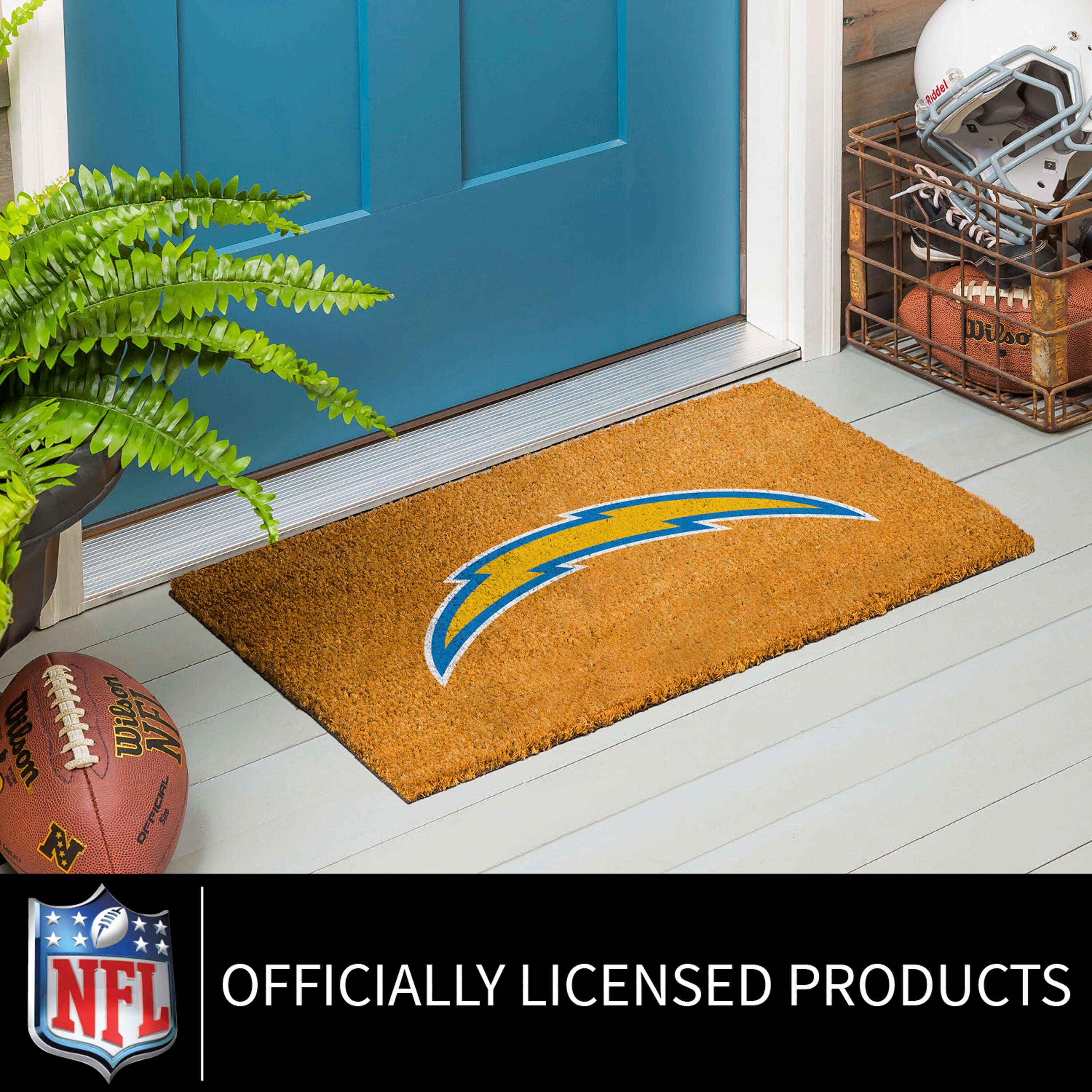 Coir Mat, 16"x28", Los Angeles Chargers - Sports Gifts, Sports Memorabilia, Sports Collectibles, Fan Shop