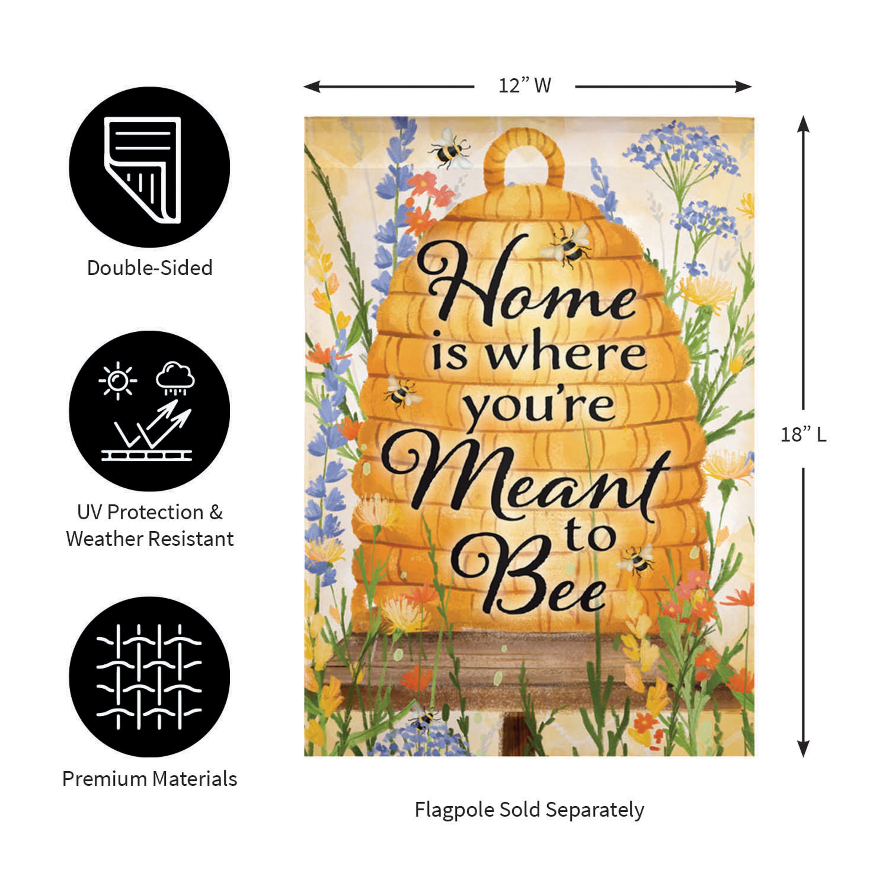 Home is Where You AreMeant ToBee Burlap Garden Flag - Sports Gifts, Sports Memorabilia, Sports Collectibles, Fan Shop