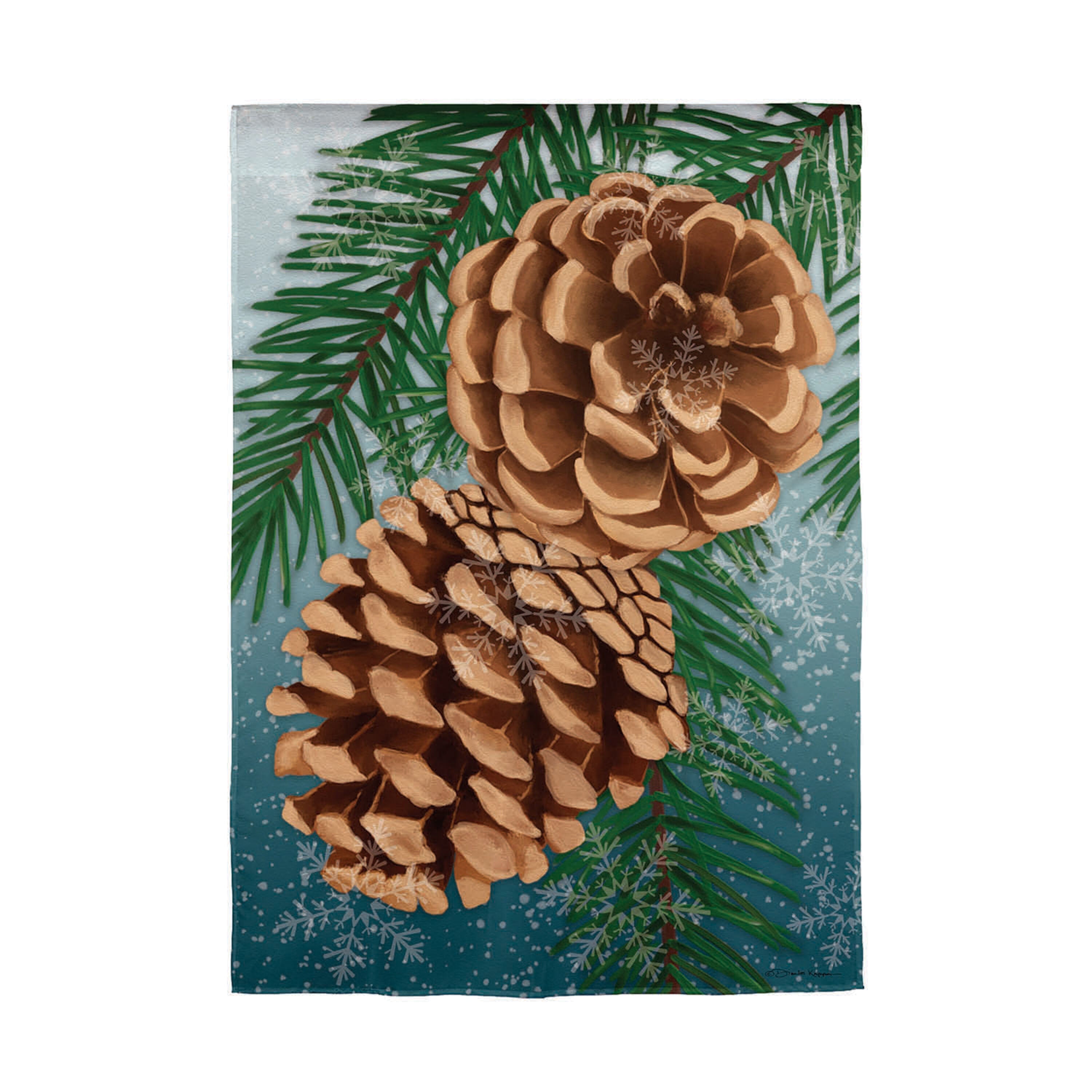 Winter Pine Cone Suede Garden Flag - Sports Gifts, Sports Memorabilia, Sports Collectibles, Fan Shop