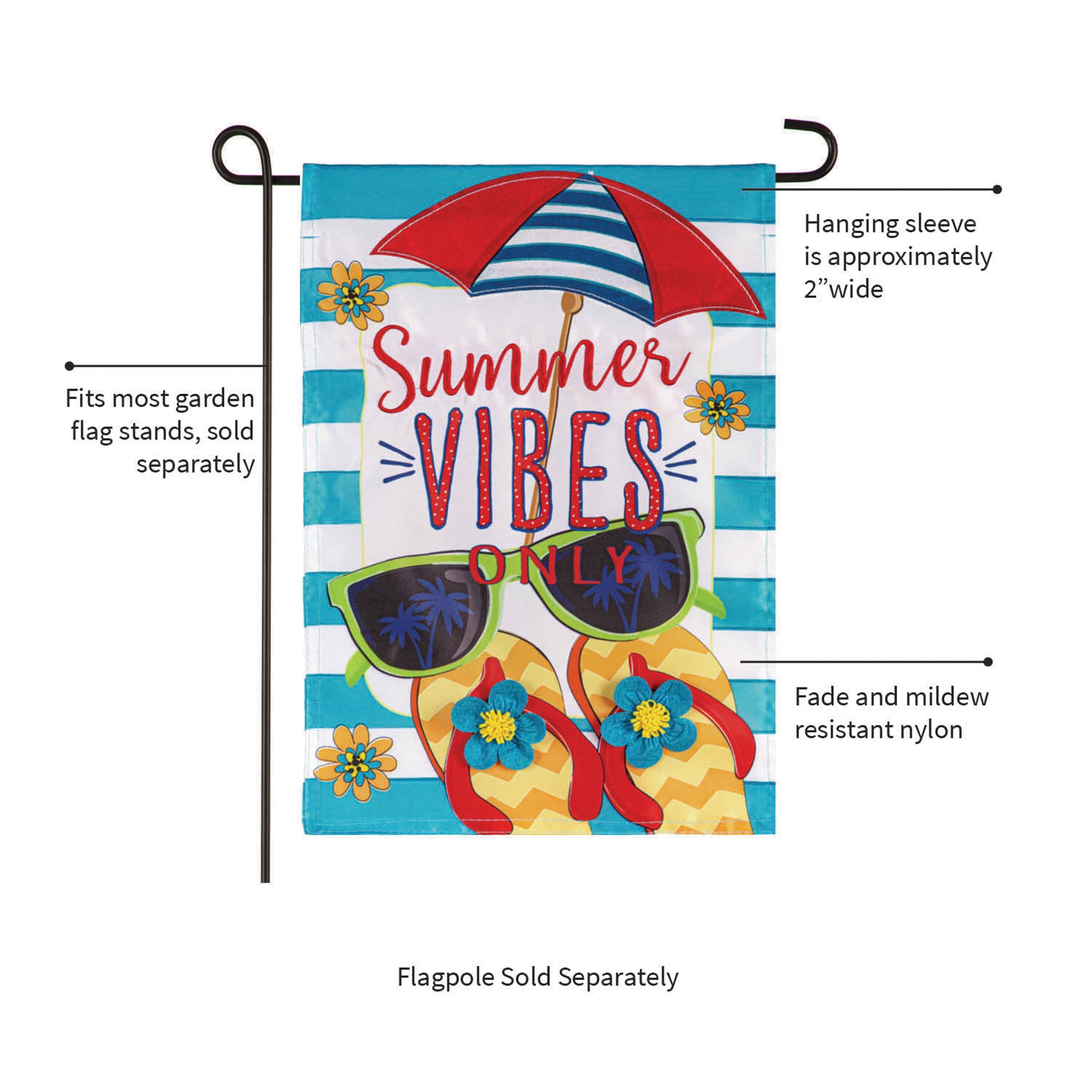 Summer Vibes Only Applique Garden Flag