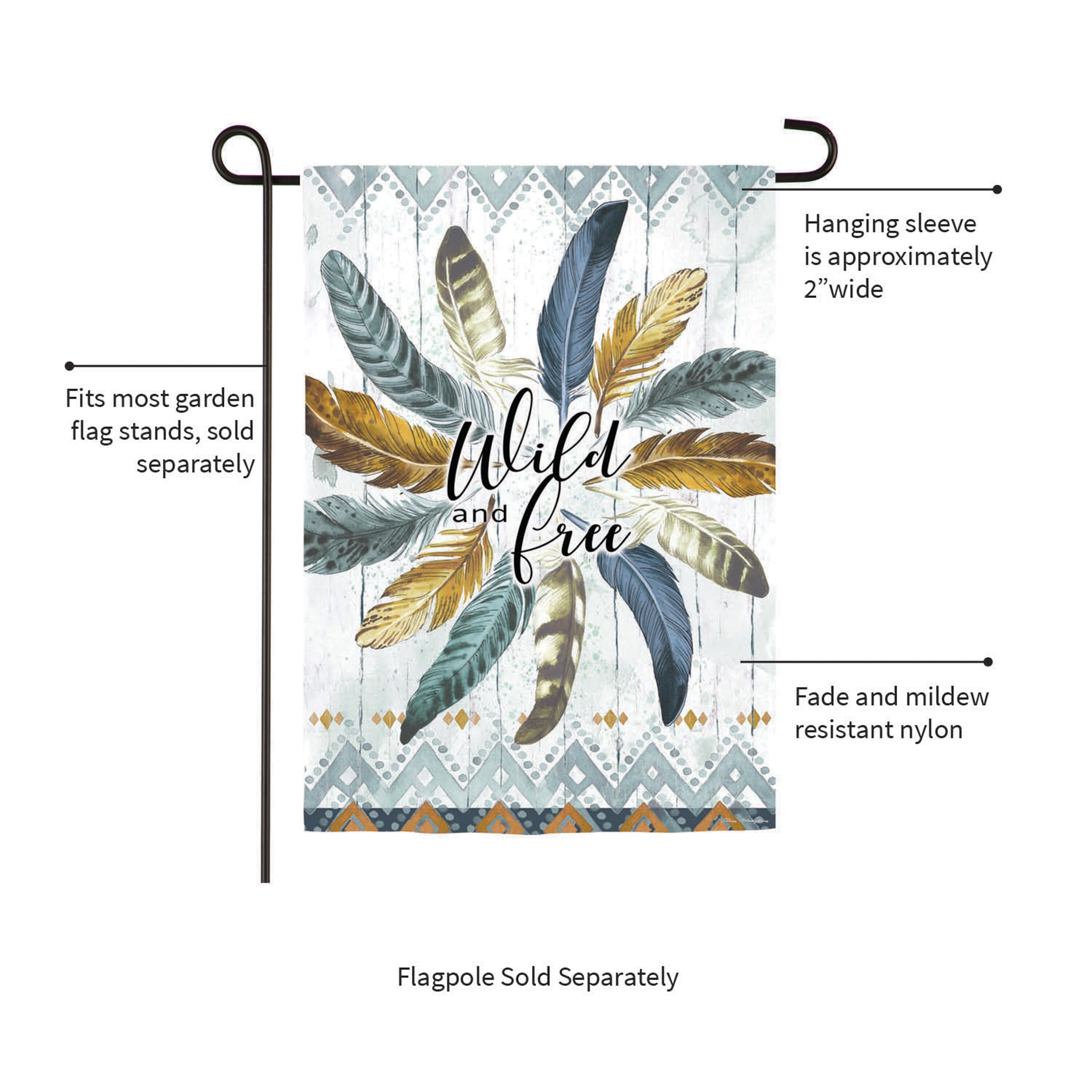 Feather Circle Moire Garden Flag - Sports Gifts, Sports Memorabilia, Sports Collectibles, Fan Shop