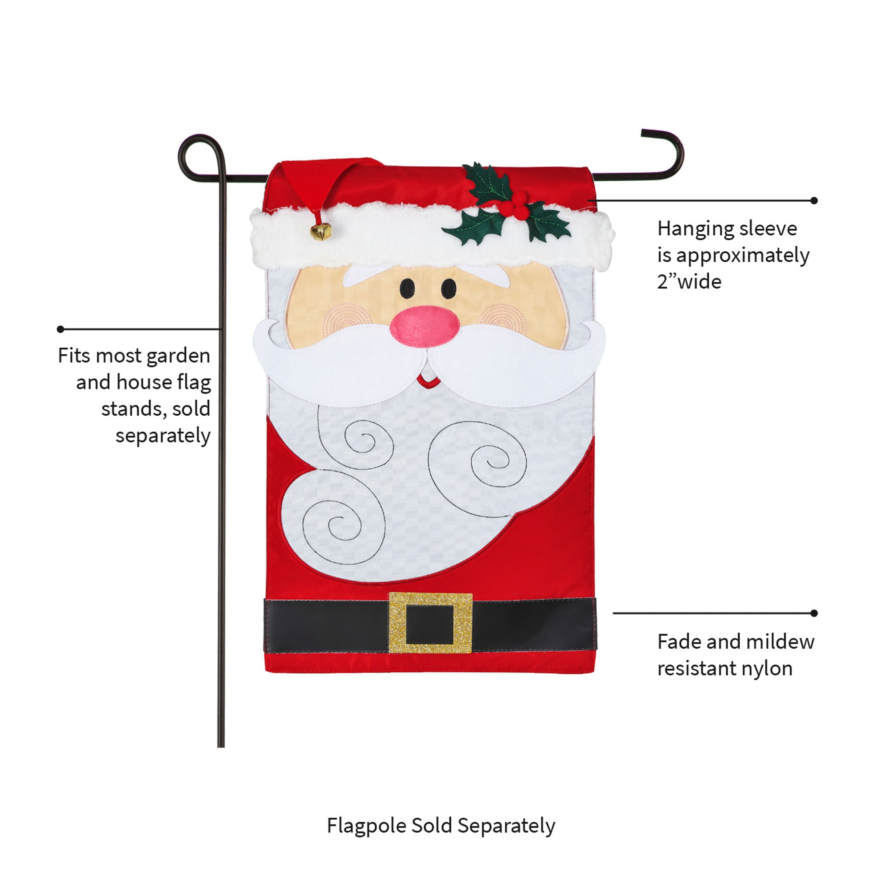 Santa Claus Garden Applique Flag - Sports Gifts, Sports Memorabilia, Sports Collectibles, Fan Shop