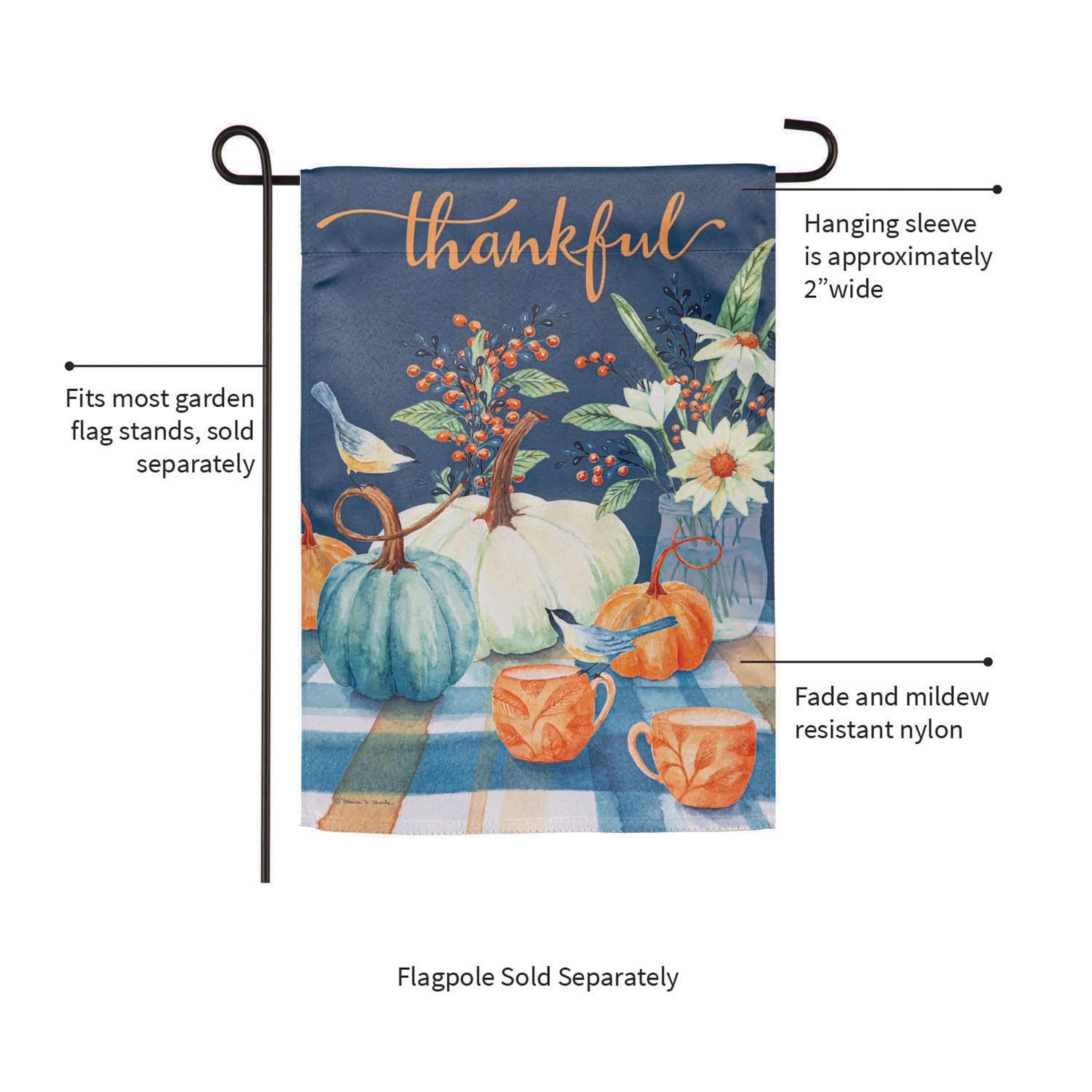 Thankful Harvest Suede Garden Flag - Sports Gifts, Sports Memorabilia, Sports Collectibles, Fan Shop