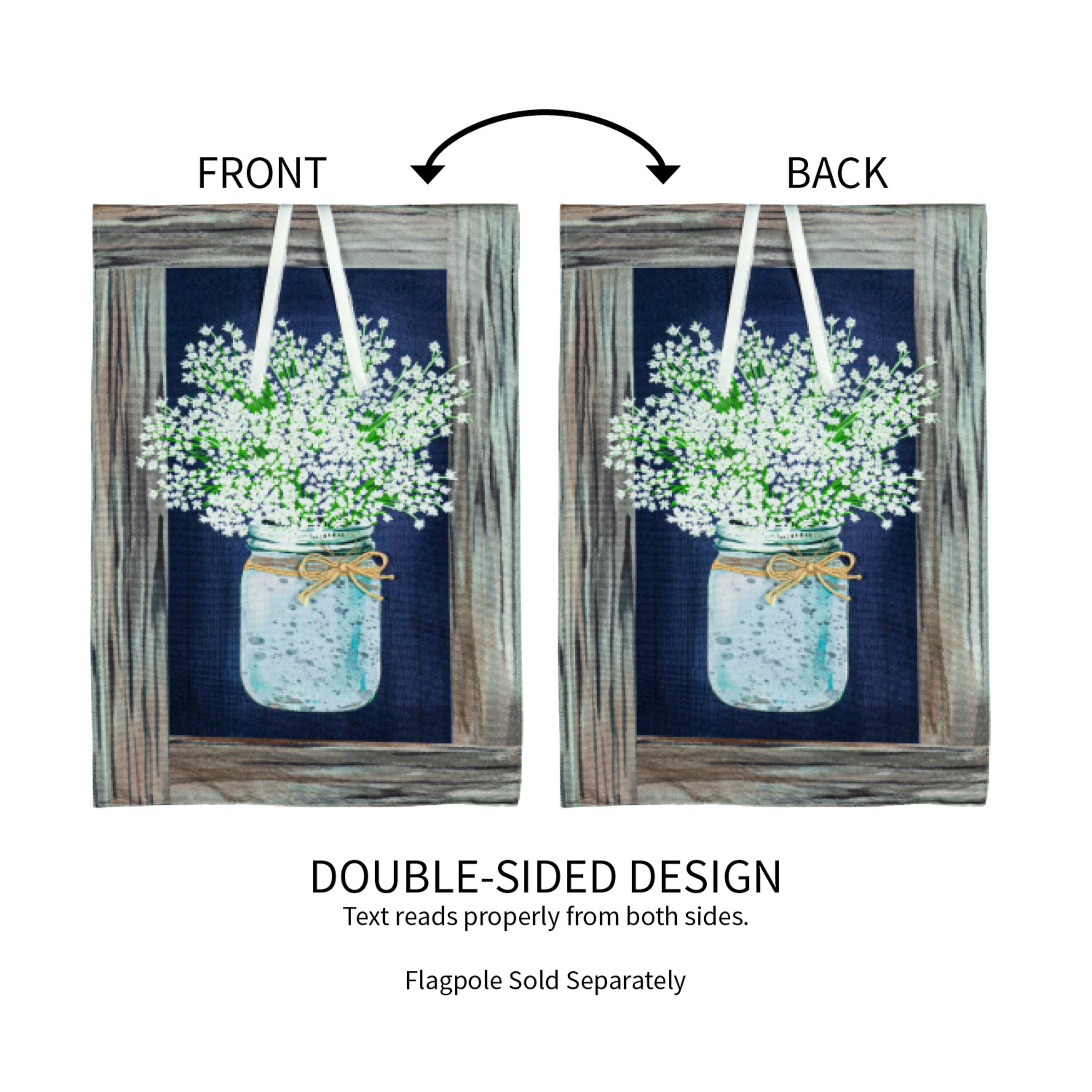 Hanging Mason Jar Garden Linen Flag