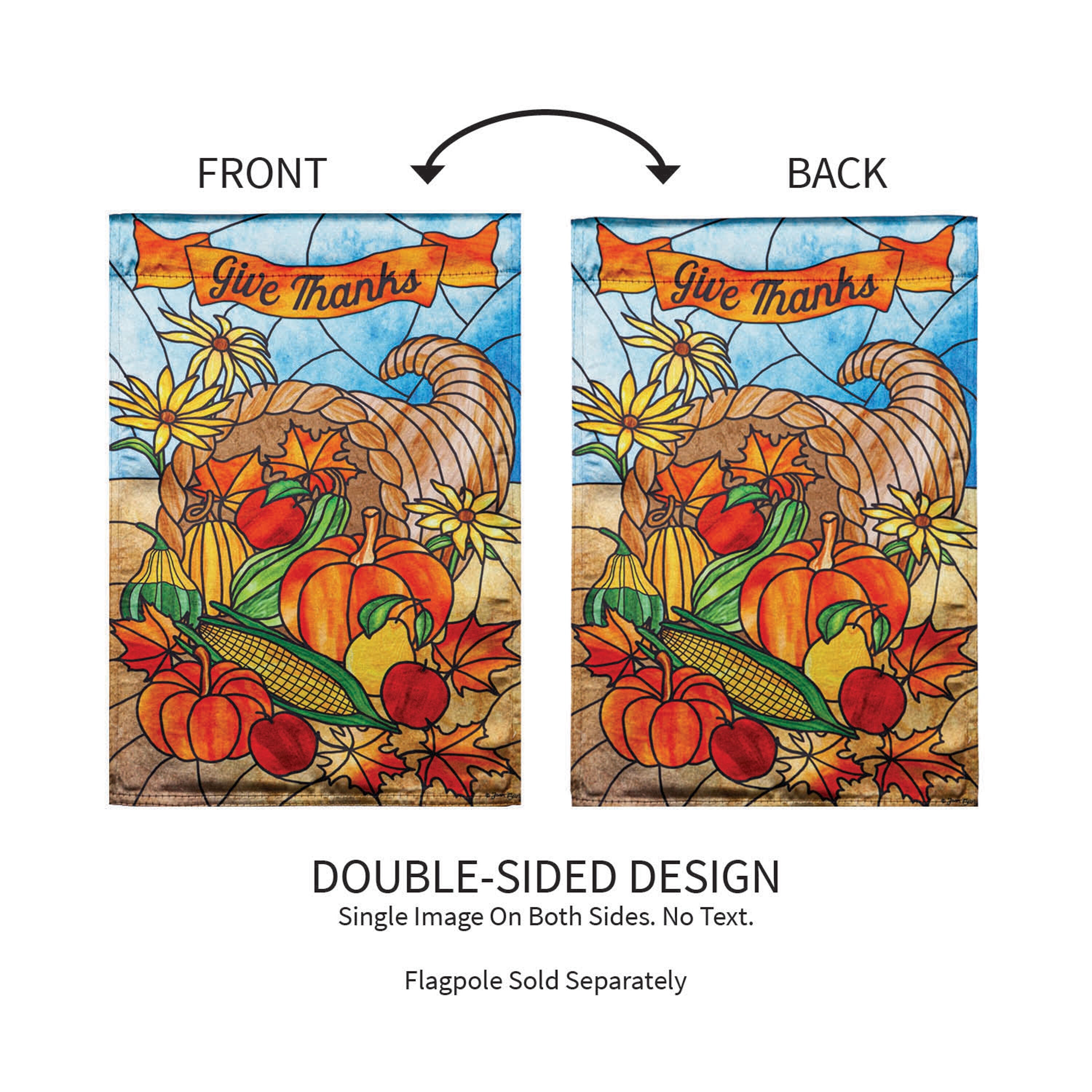 Stained Glass Cornucopia Garden Lustre Flag - Sports Gifts, Sports Memorabilia, Sports Collectibles, Fan Shop