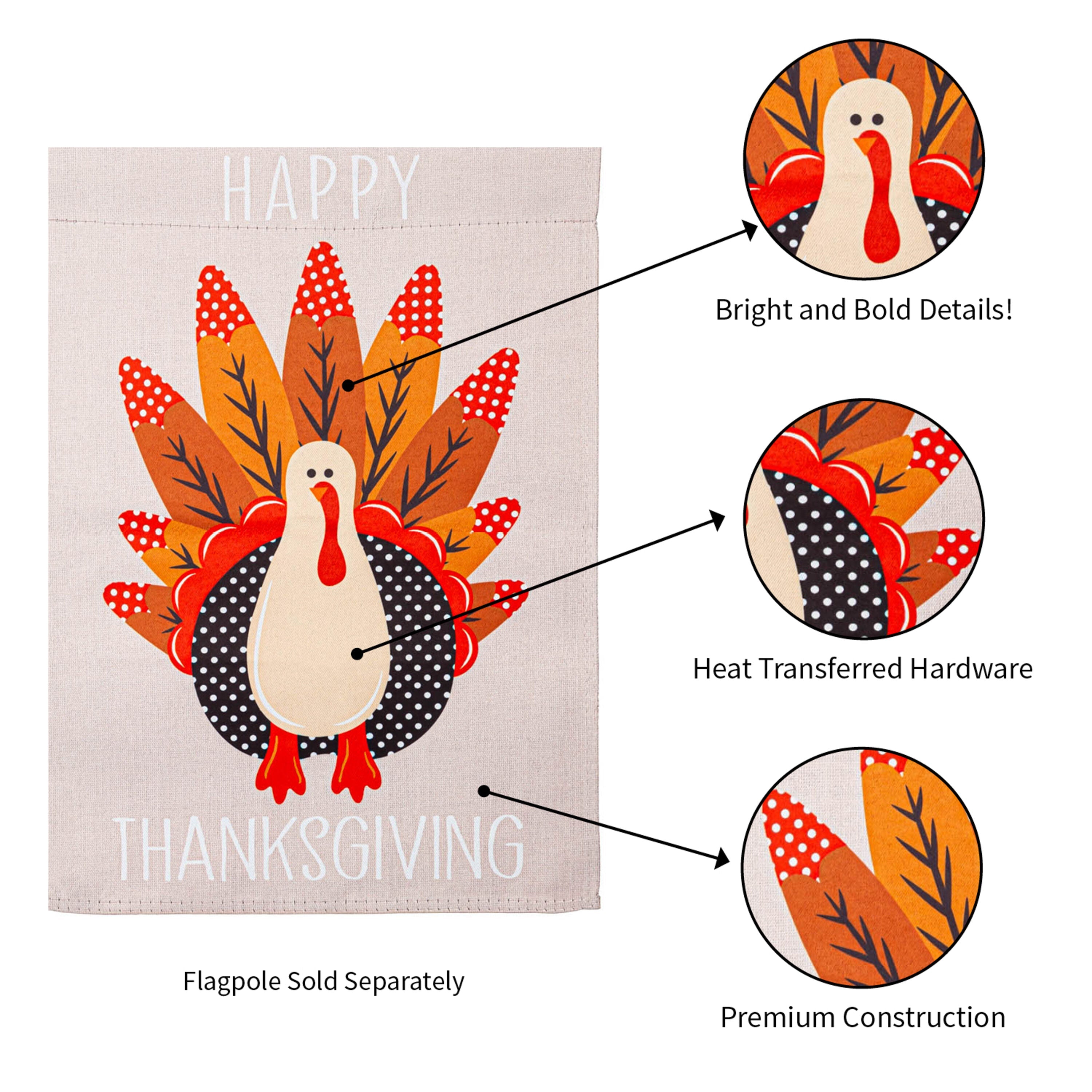 Turkey "Happy Thanksgiving" Garden Suede Flag, SNL - Sports Gifts, Sports Memorabilia, Sports Collectibles, Fan Shop