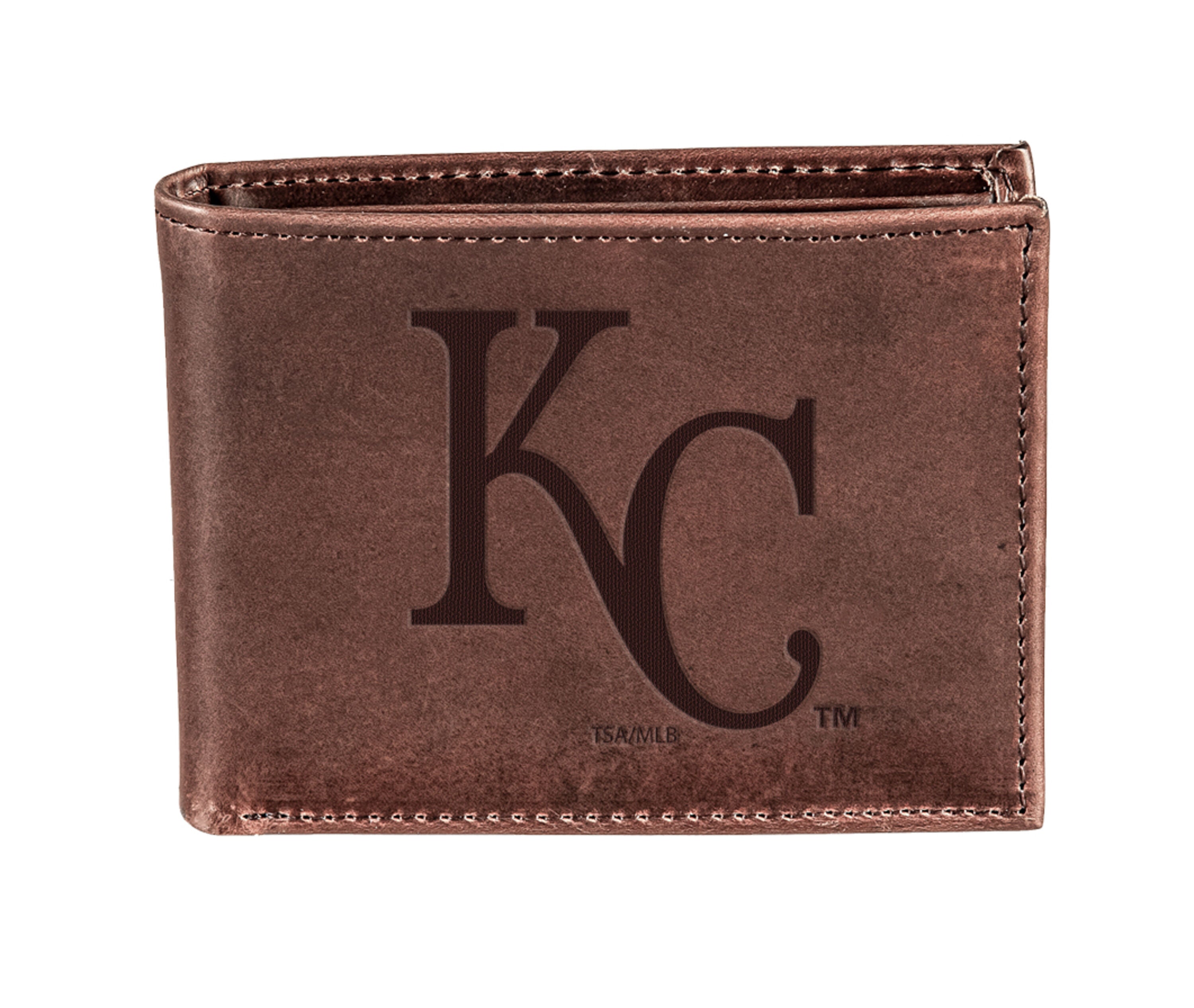 Kansas City Royals Bi-Fold Wallet Brown 100% Genuine Leather - Sports Gifts, Sports Memorabilia, Sports Collectibles, Fan Shop