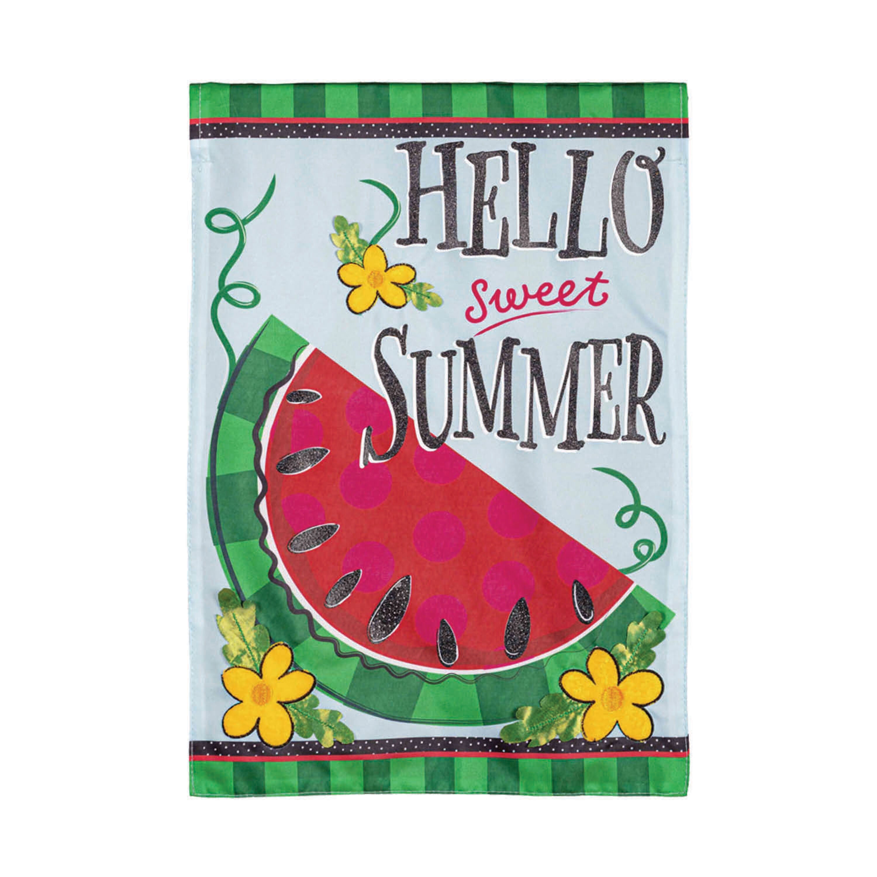 Hello Sweet Summer Applique Garden Flag