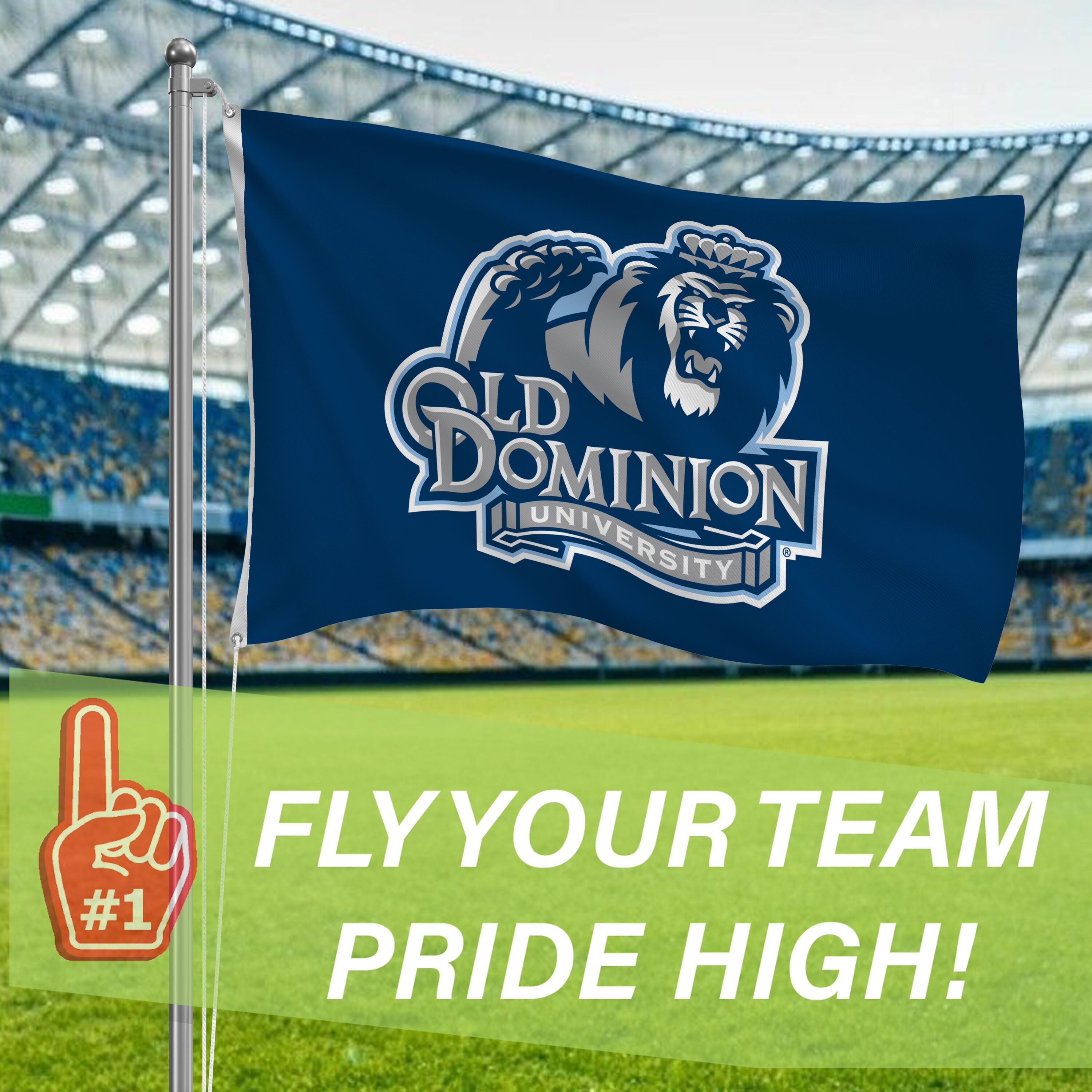 Old Dominion University (ODU) Single Sided Flag w/ 2 Grommets, 3'x5'