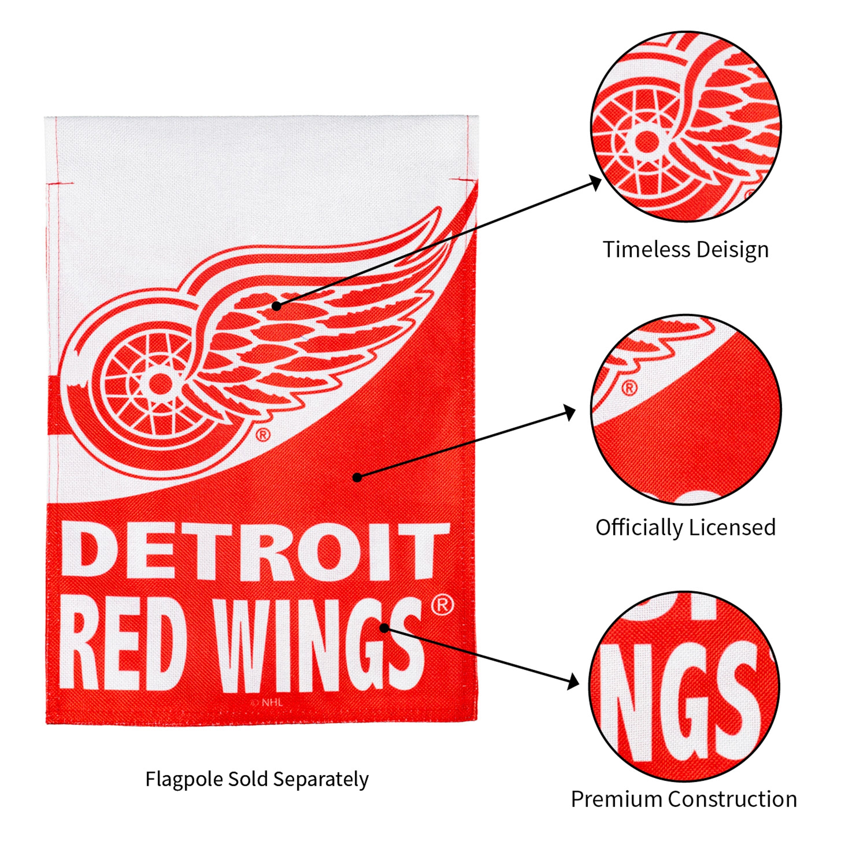 NHL Hockey Burlap Garden Flag, Detroit Red Wings - Sports Gifts, Sports Memorabilia, Sports Collectibles, Fan Shop
