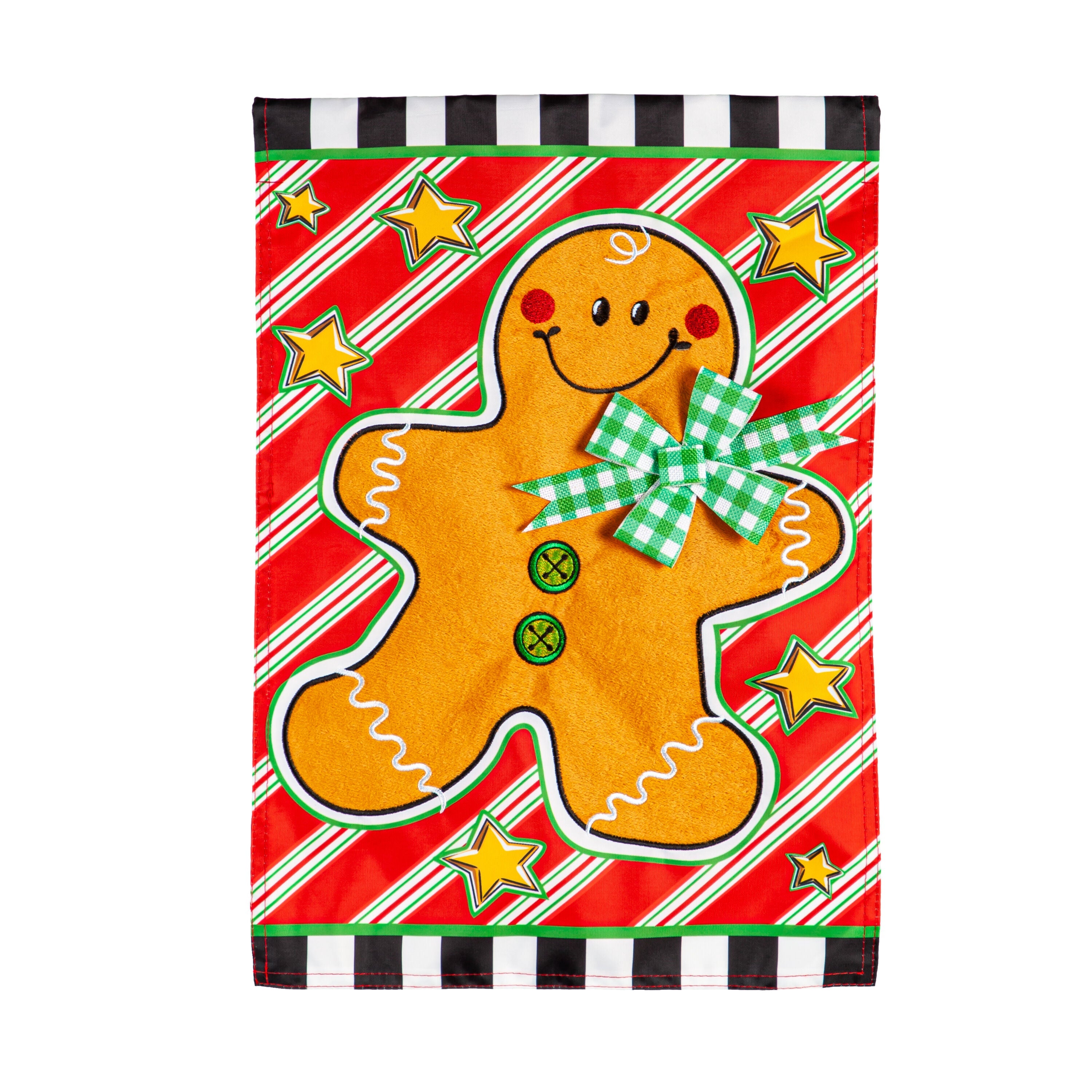 Patterned Gingerbread Man Applique Garden Flag - Sports Gifts, Sports Memorabilia, Sports Collectibles, Fan Shop