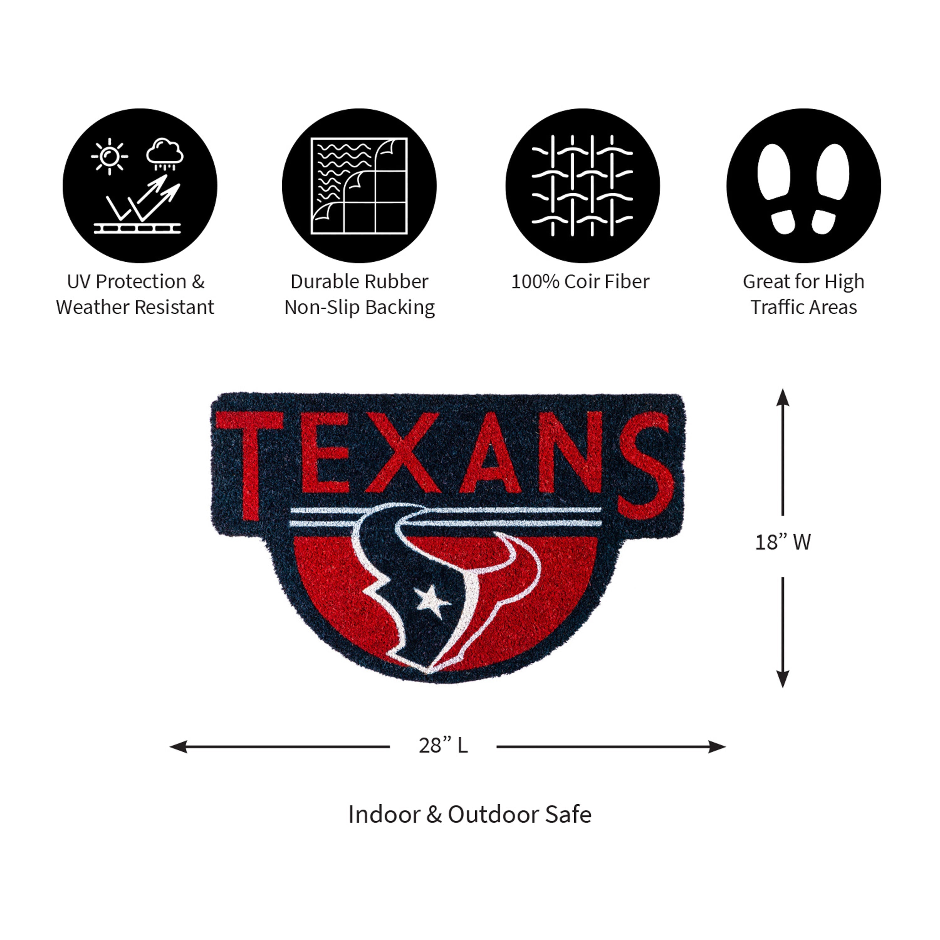 NFL Shaped Coir Door Mat, Texans - Sports Gifts, Sports Memorabilia, Sports Collectibles, Fan Shop