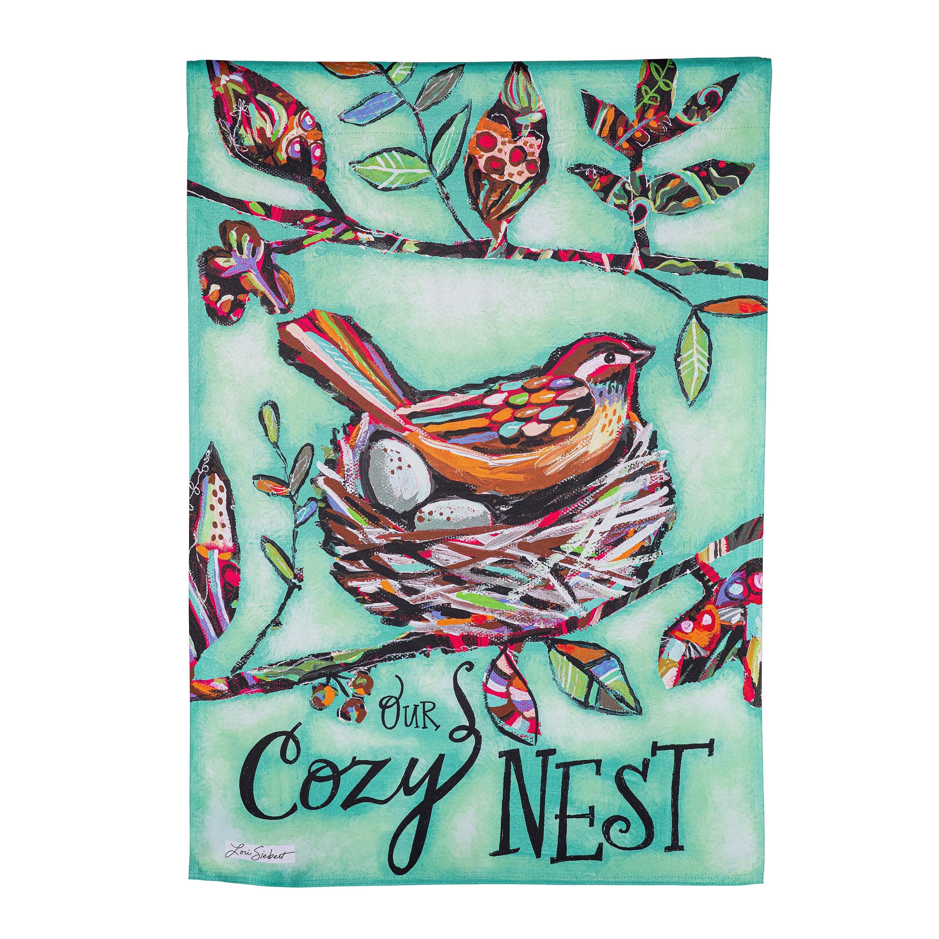 Our Cozy Nest Suede House Flag - Sports Gifts, Sports Memorabilia, Sports Collectibles, Fan Shop