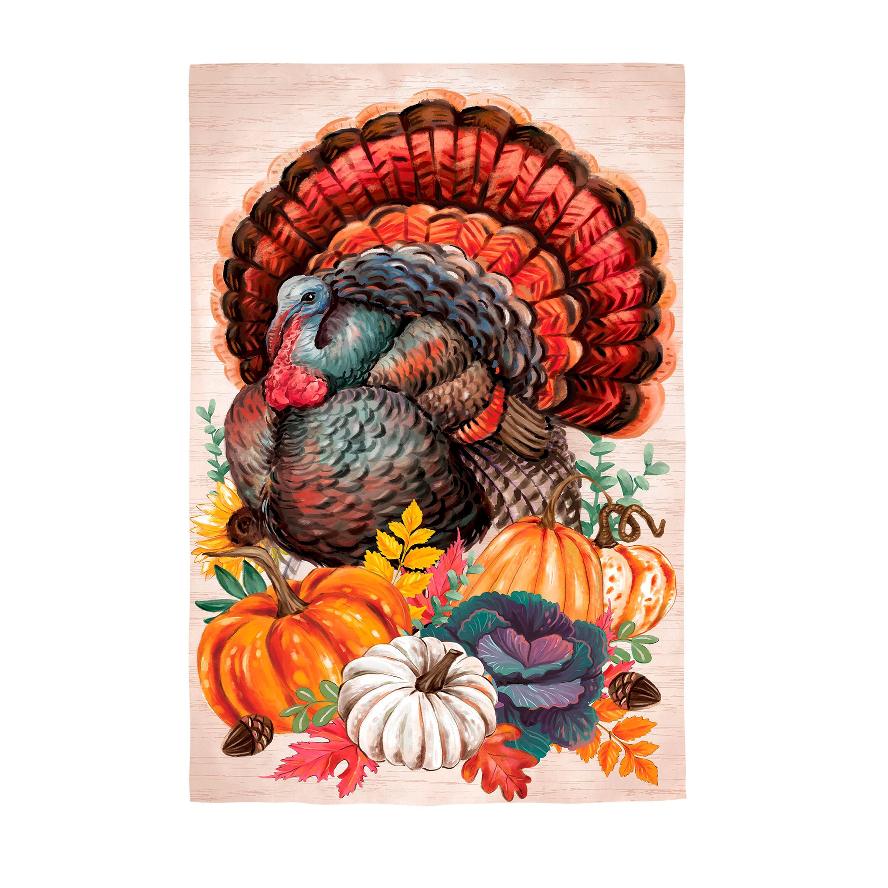 Elaborate Turkey Applique Garden Flag