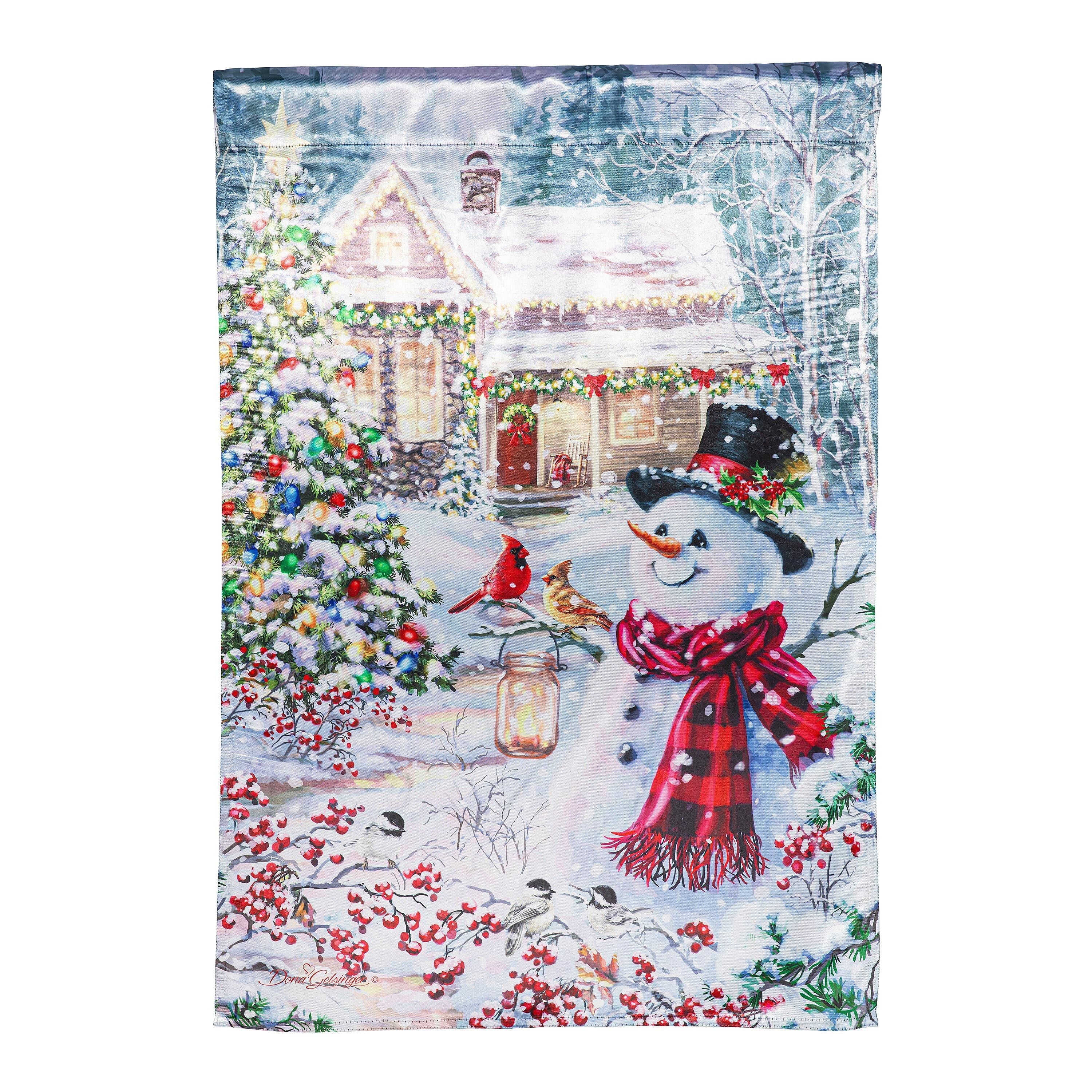 Cottage in the Snow Lustre House Flag