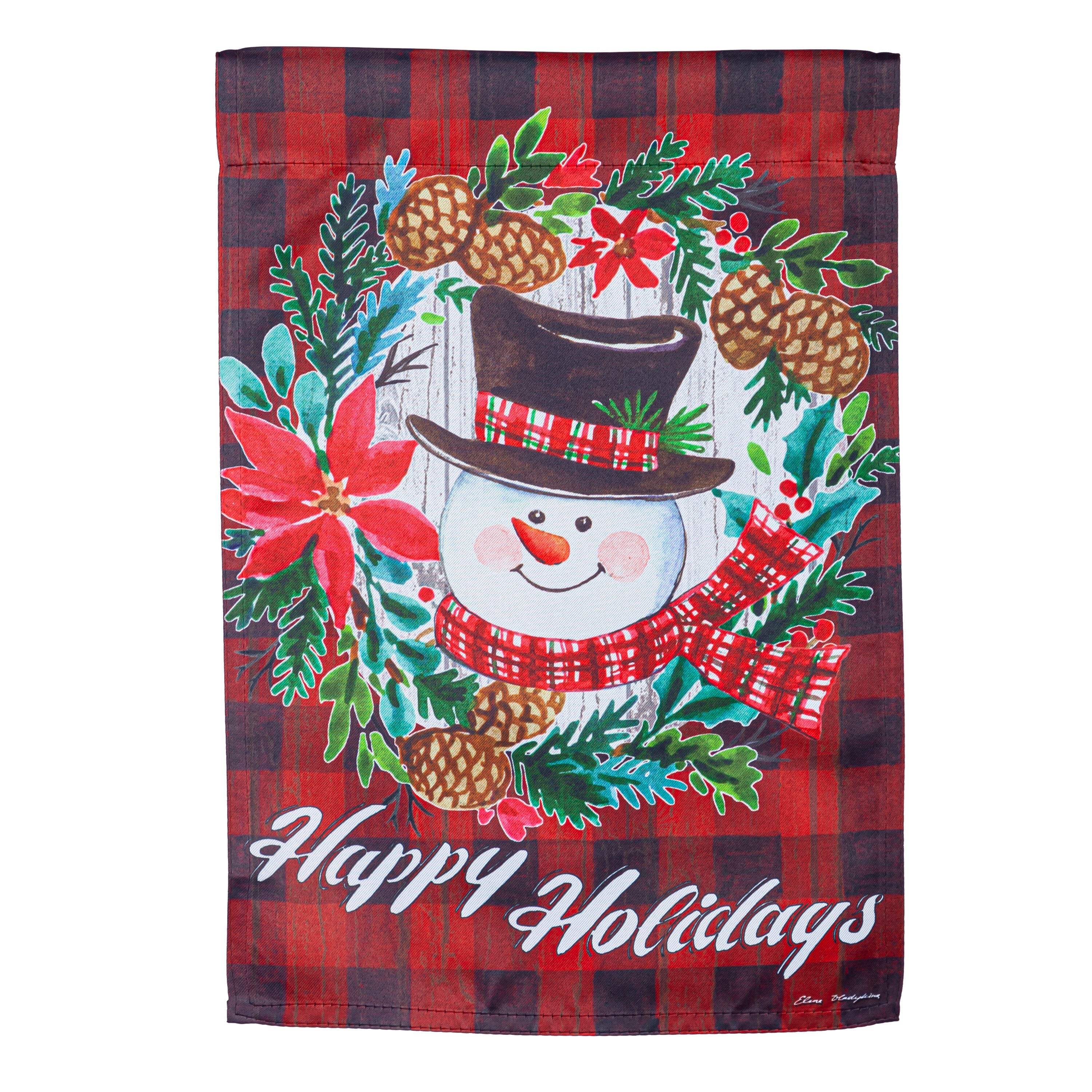 Happy Holiday Snowman Suede Garden Flag - Sports Gifts, Sports Memorabilia, Sports Collectibles, Fan Shop