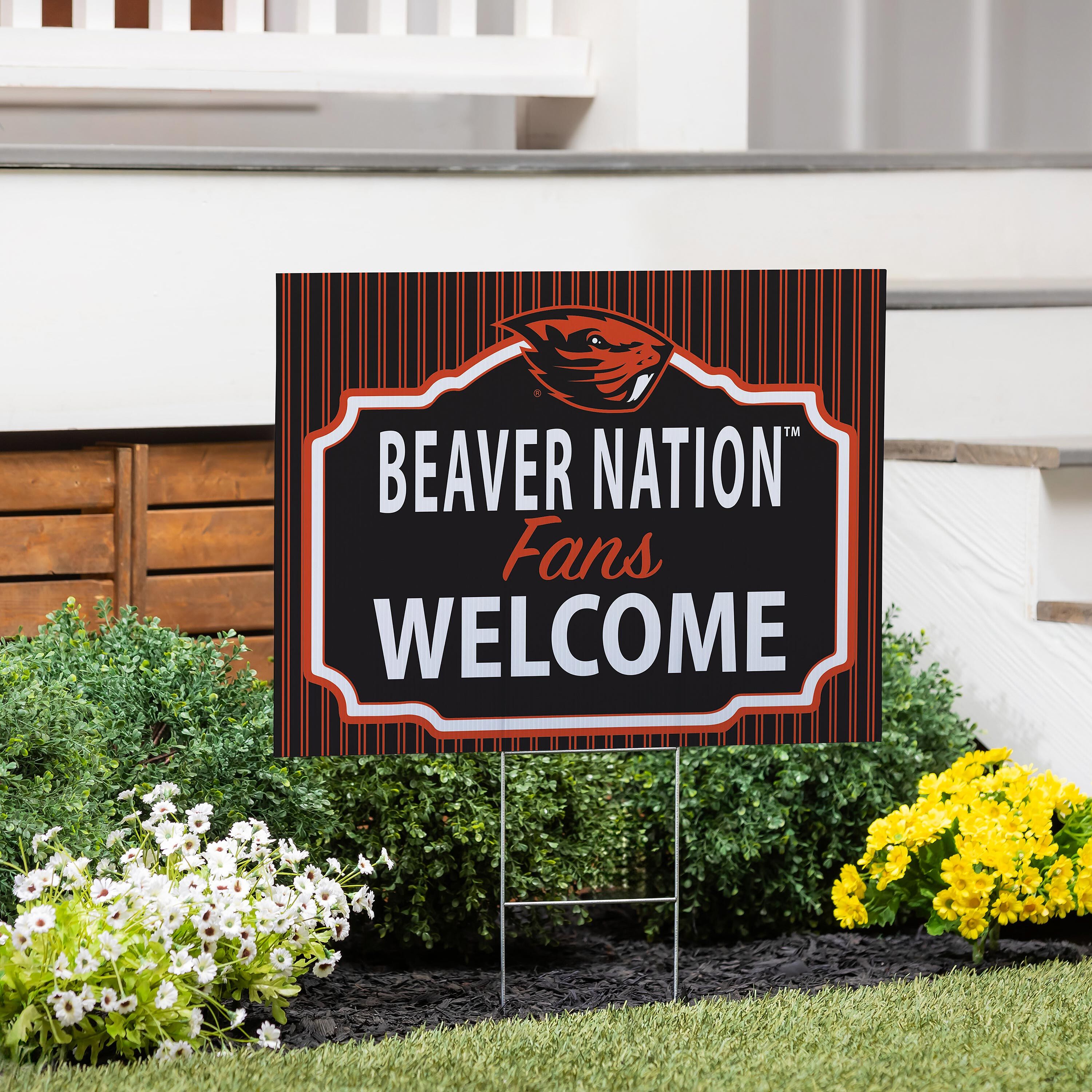 Oregon State University Coroplast Yard Sign, "Fans Welcome"