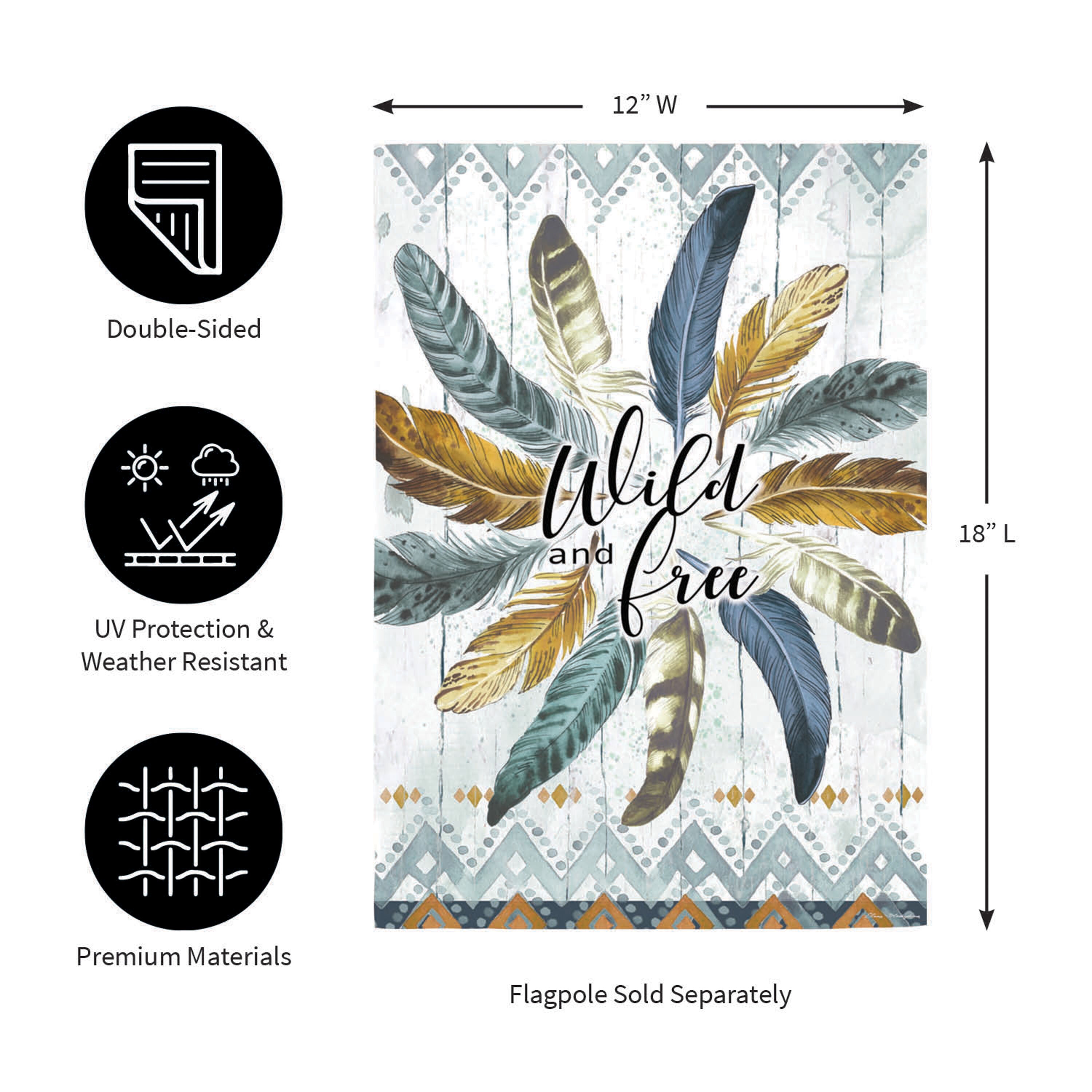 Feather Circle Moire Garden Flag - Sports Gifts, Sports Memorabilia, Sports Collectibles, Fan Shop