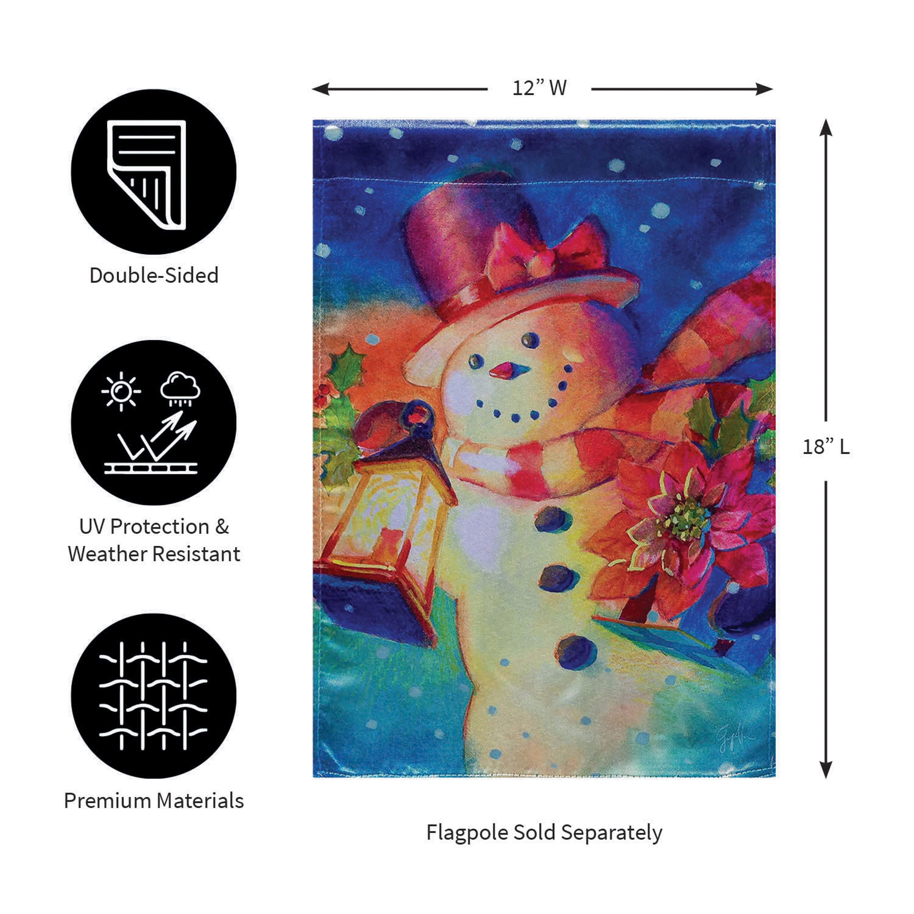 Lantern Snowman Lustre Garden Flag - Sports Gifts, Sports Memorabilia, Sports Collectibles, Fan Shop