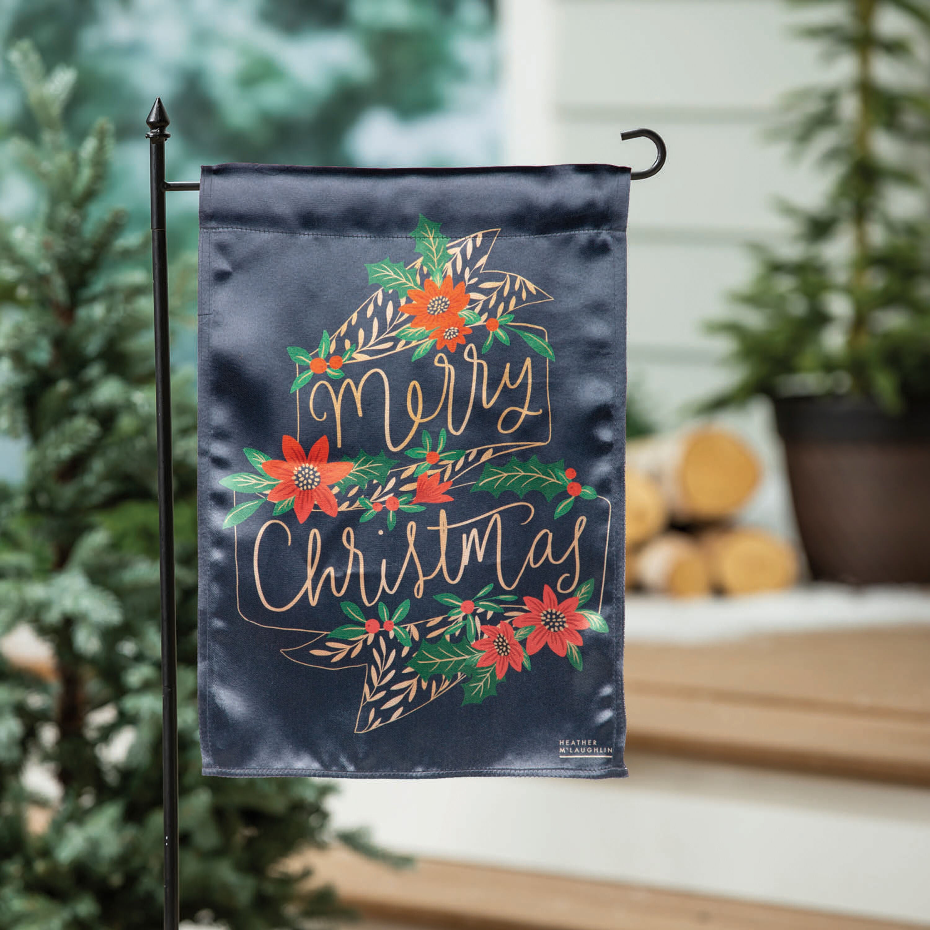 Merry Christmas Lustre Garden Flag - Sports Gifts, Sports Memorabilia, Sports Collectibles, Fan Shop