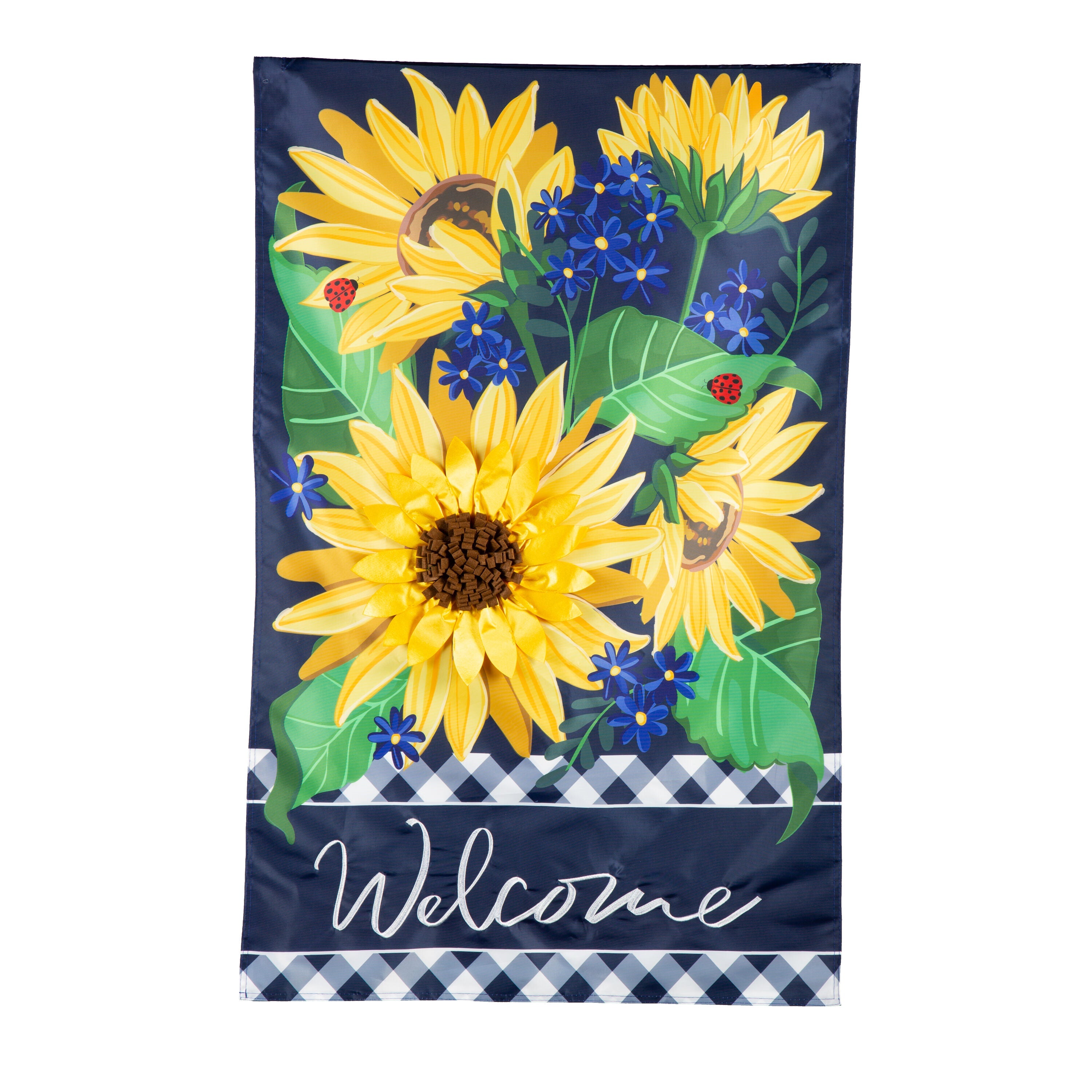Sunflower Welcome Applique House Flag - Sports Gifts, Sports Memorabilia, Sports Collectibles, Fan Shop