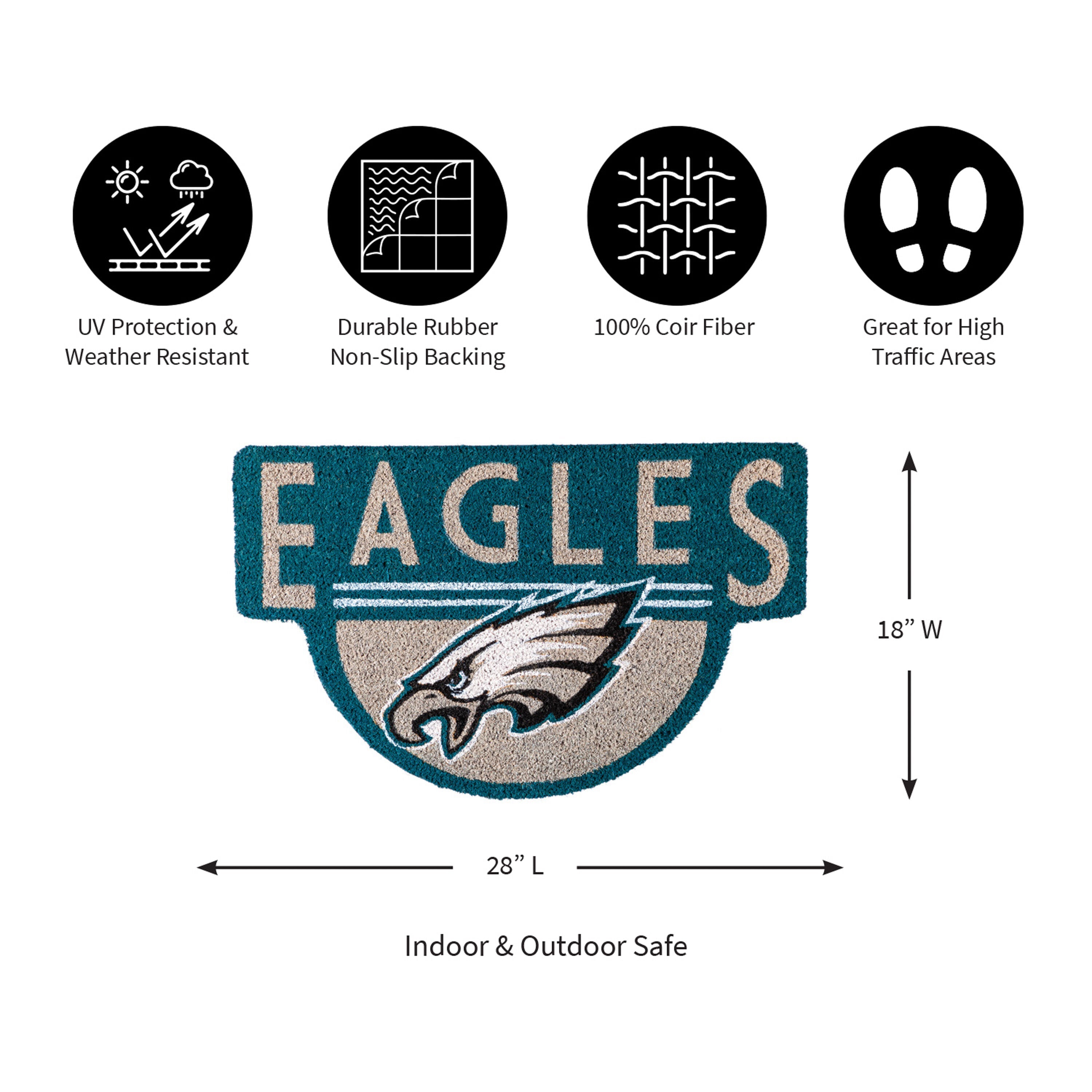NFL Shaped Coir Door Mat, Eagles - Sports Gifts, Sports Memorabilia, Sports Collectibles, Fan Shop