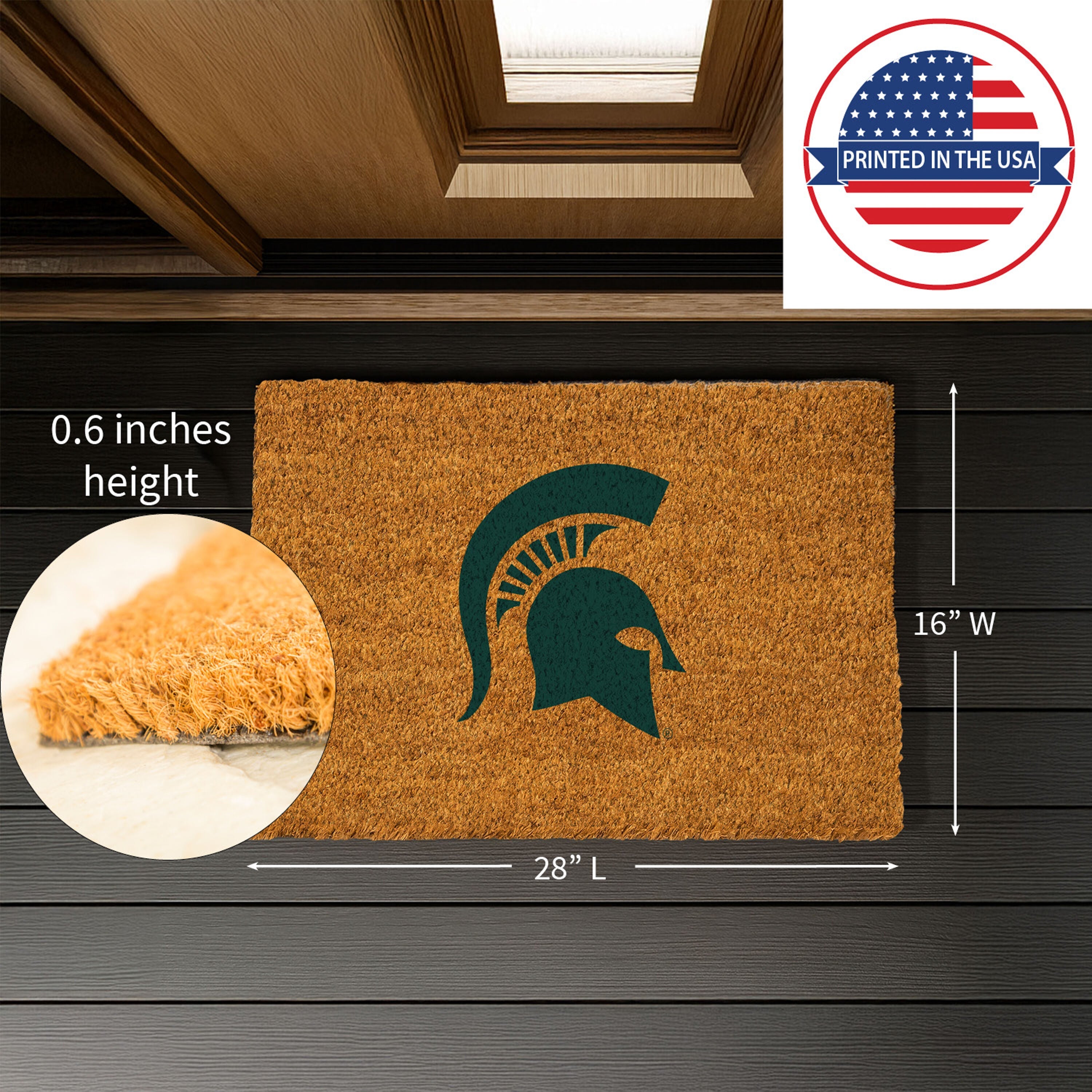 Coir Mat, 16"x28", Michigan State University - Sports Gifts, Sports Memorabilia, Sports Collectibles, Fan Shop
