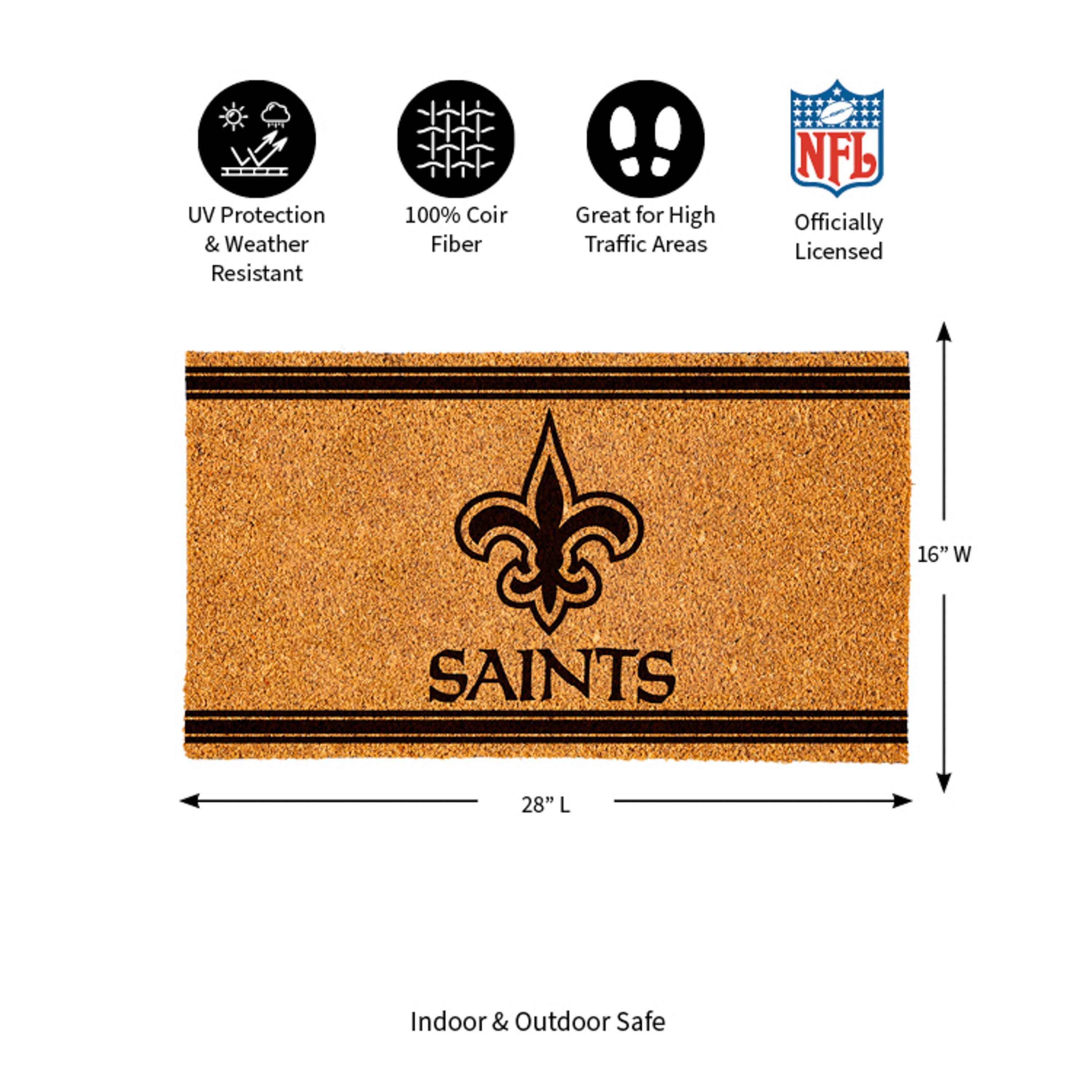 New Orleans Saints, Coir Mat 1C - Sports Gifts, Sports Memorabilia, Sports Collectibles, Fan Shop