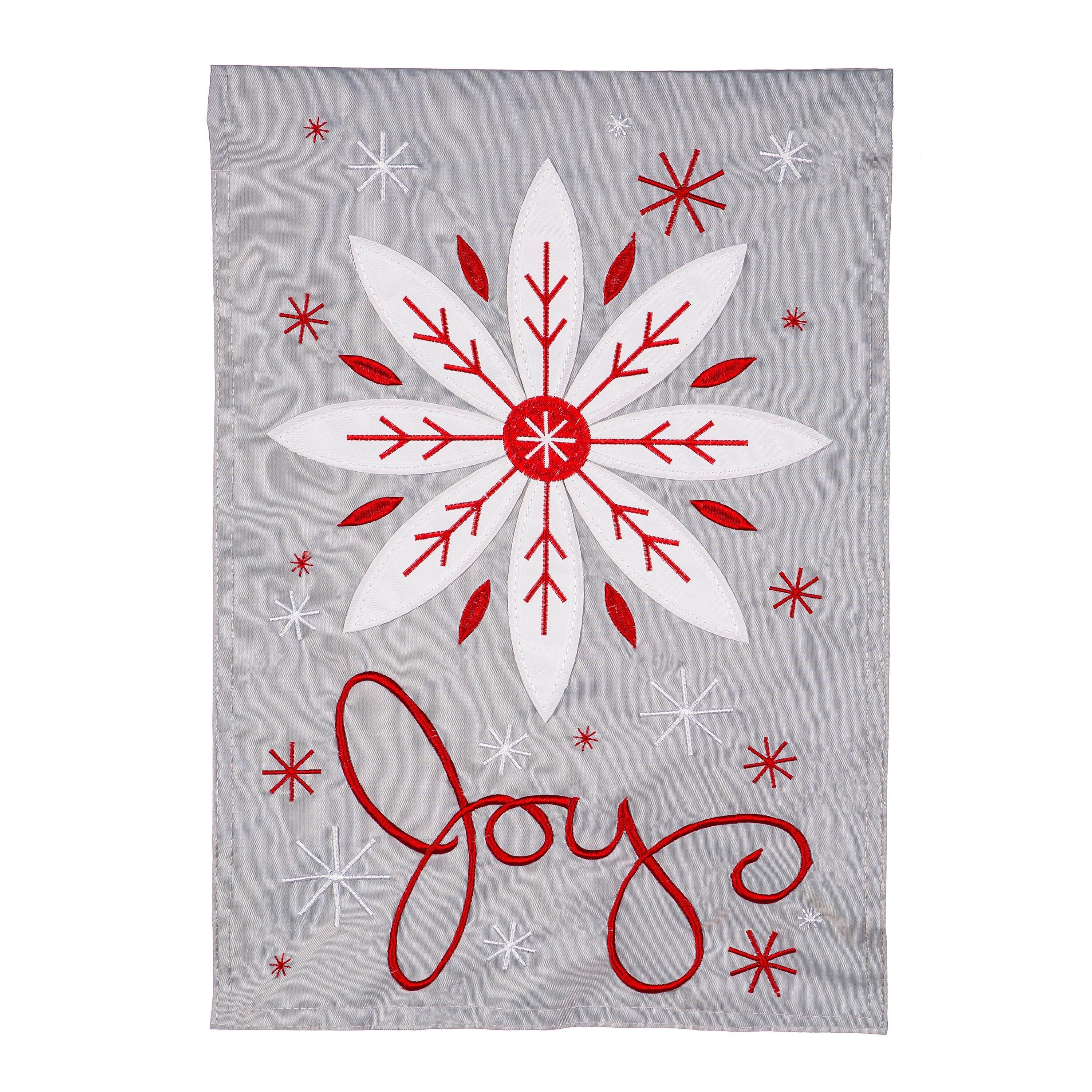 Joy Winter Snowfall Basic Applique Garden Flag - Sports Gifts, Sports Memorabilia, Sports Collectibles, Fan Shop