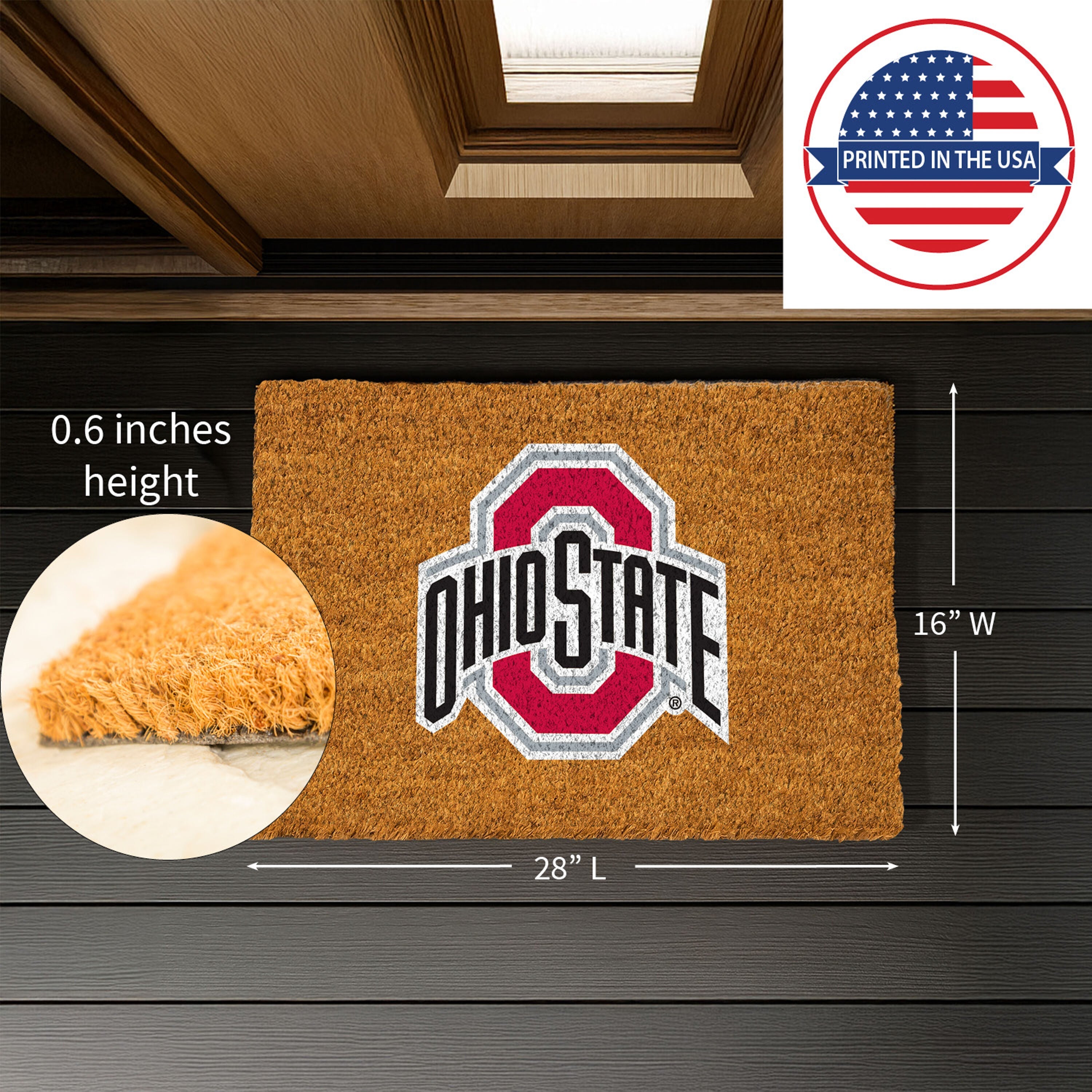 Coir Mat, 16"x28", Ohio State University