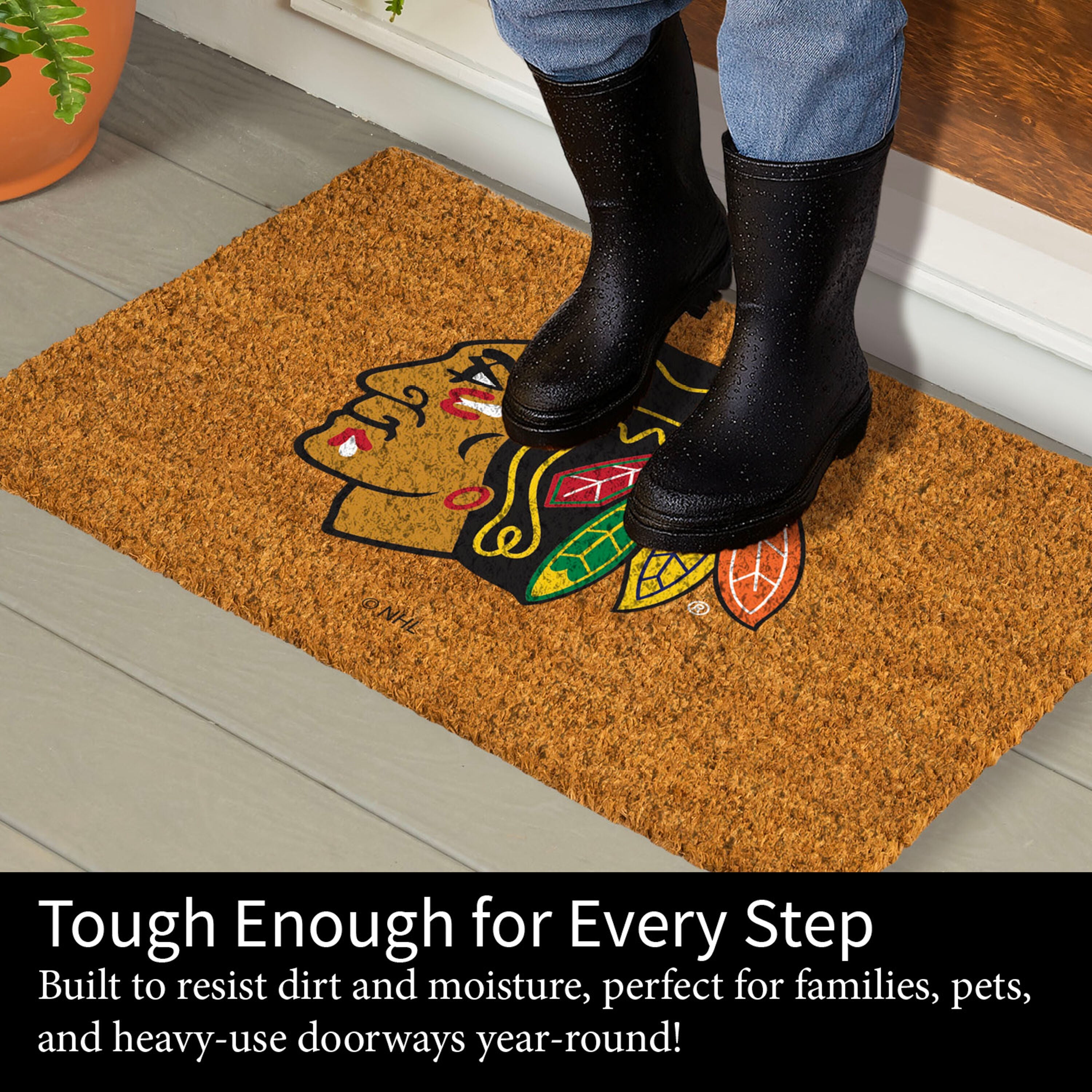 Coir Mat, 16"x28", Chicago Blackhawks - Sports Gifts, Sports Memorabilia, Sports Collectibles, Fan Shop