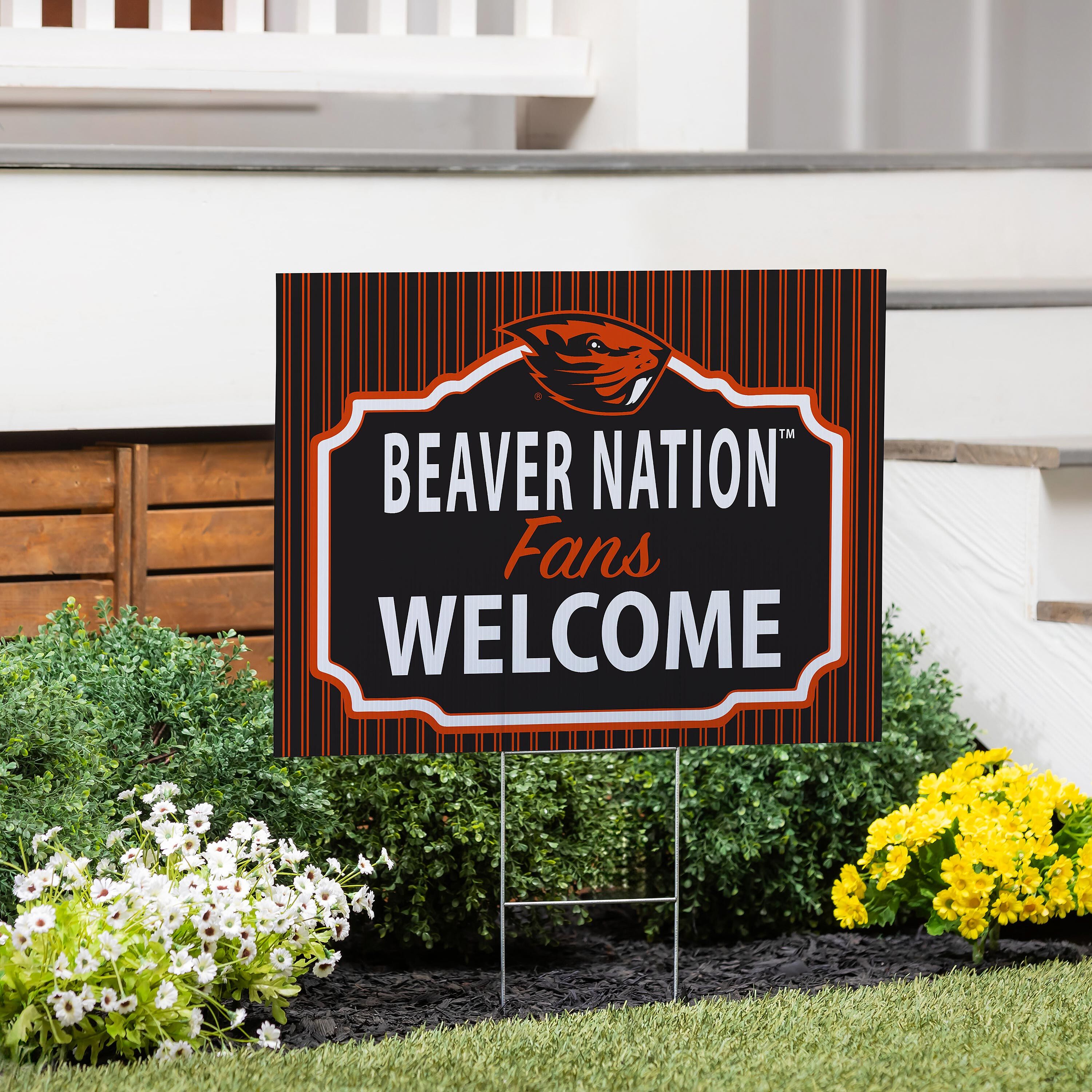 Oregon State University Coroplast Yard Sign, "Fans Welcome"