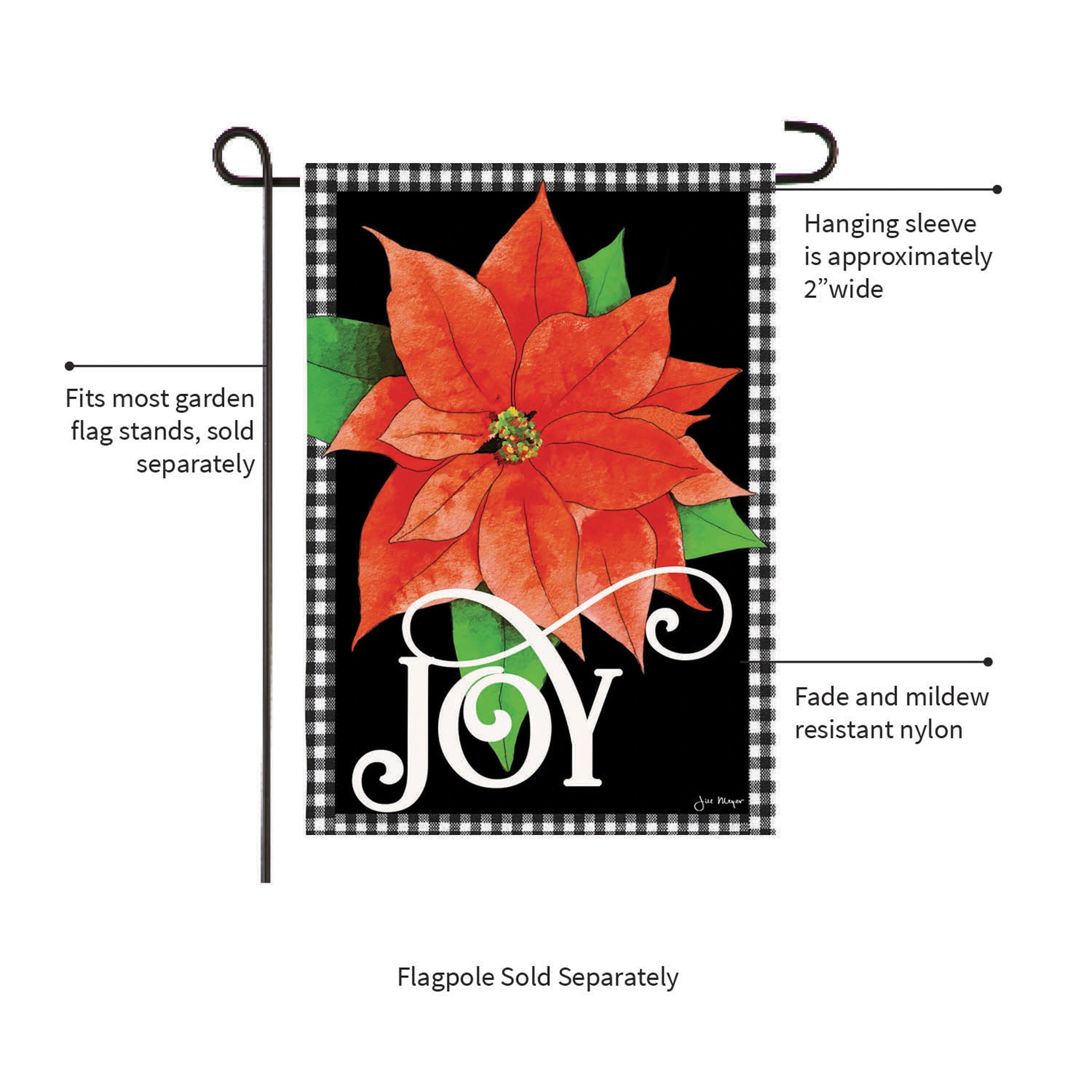 Joy Poinsettia Burlap Garden Flag - Sports Gifts, Sports Memorabilia, Sports Collectibles, Fan Shop