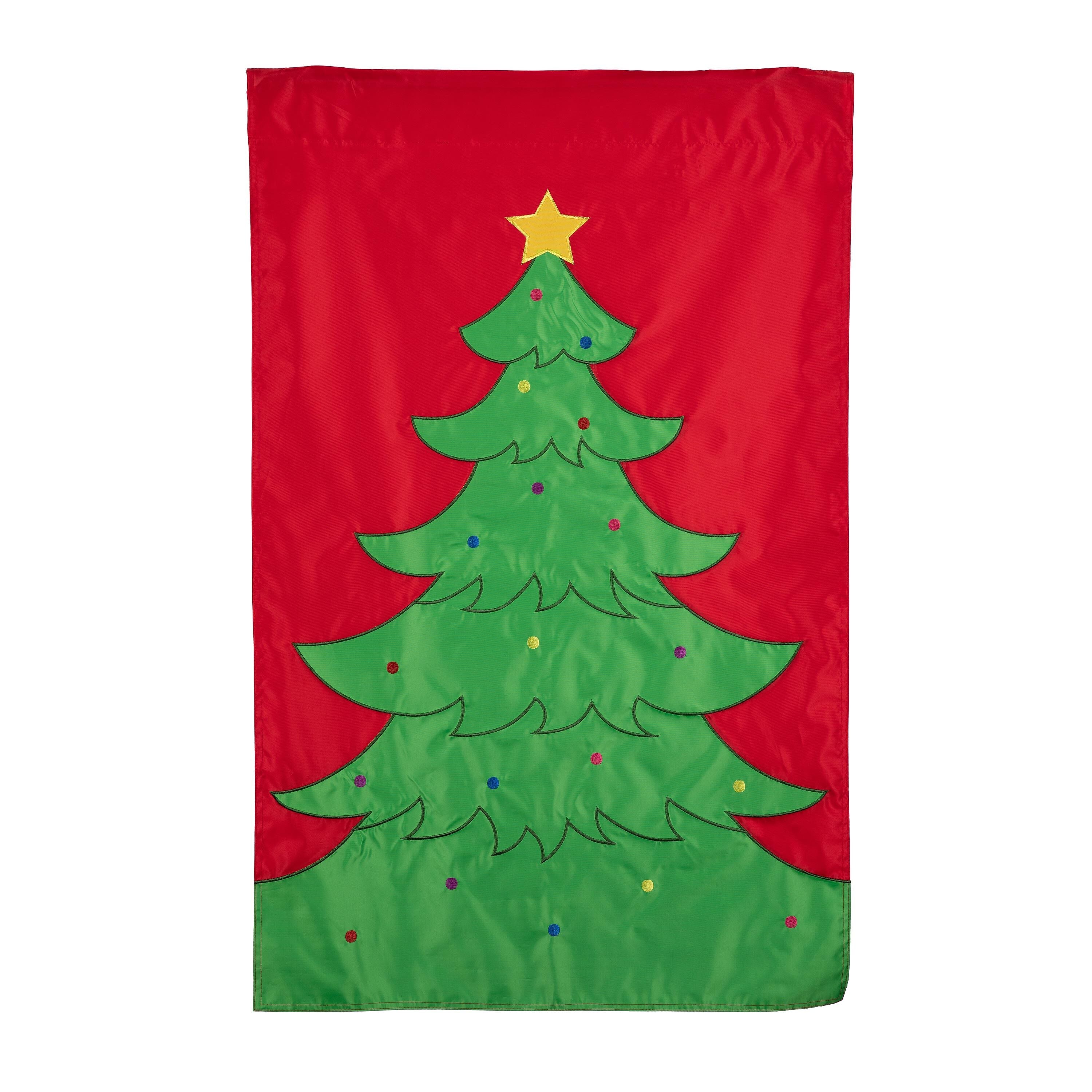 Classic Christmas Tree Basic Applique House Flag - Sports Gifts, Sports Memorabilia, Sports Collectibles, Fan Shop