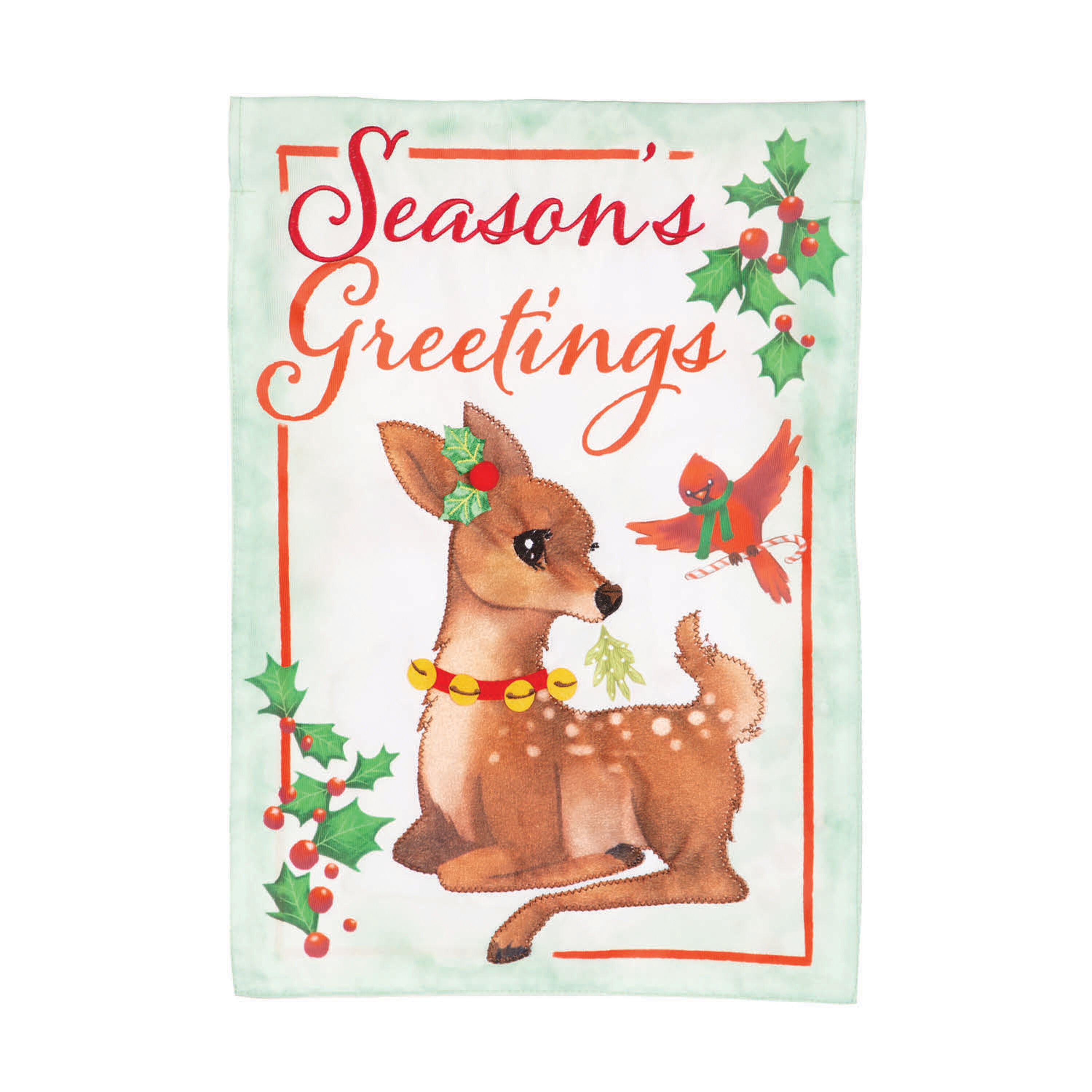 Seasons Greetings Applique Garden Flag - Sports Gifts, Sports Memorabilia, Sports Collectibles, Fan Shop