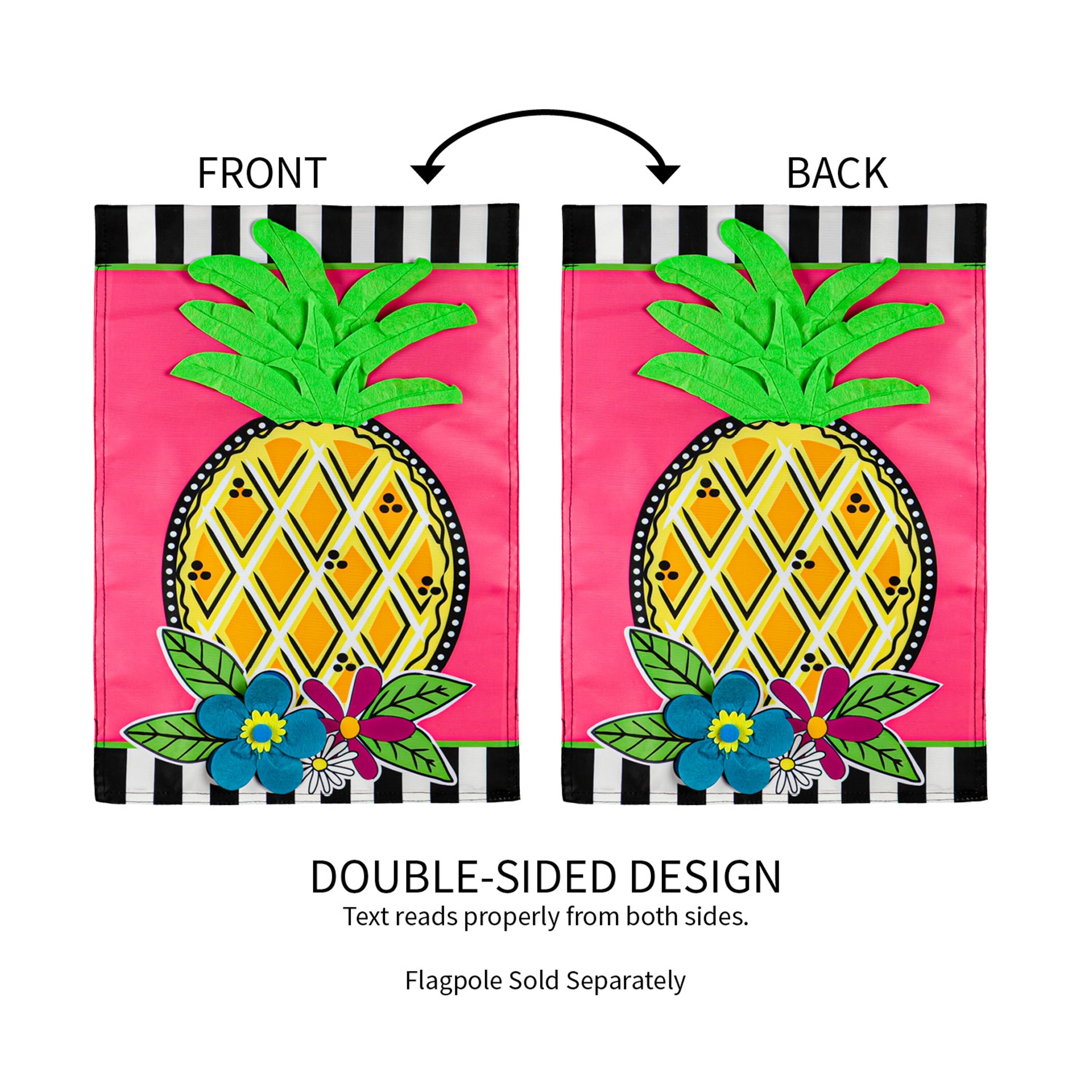 Bright Pineapple Garden Applique Flag - Sports Gifts, Sports Memorabilia, Sports Collectibles, Fan Shop