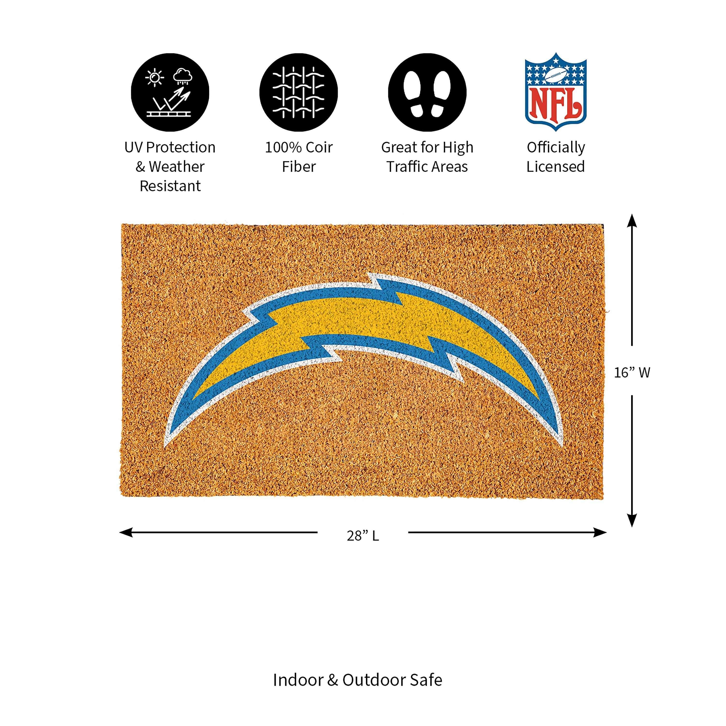 Coir Mat, 16"x28", Los Angeles Chargers - Sports Gifts, Sports Memorabilia, Sports Collectibles, Fan Shop