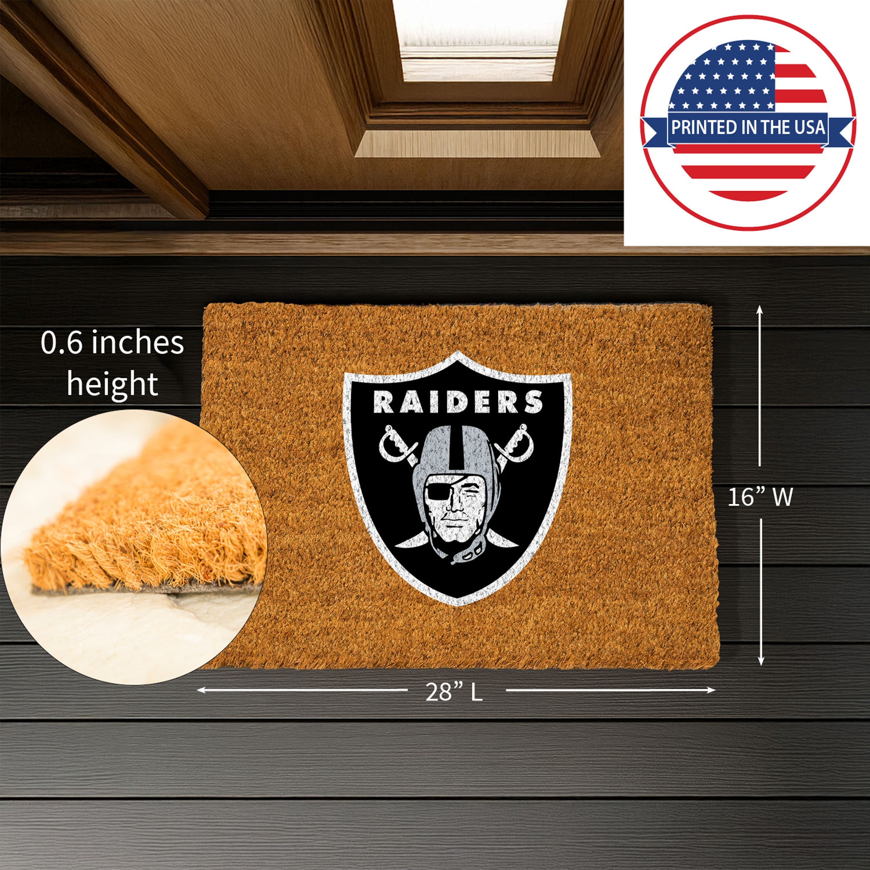 Coir Mat, 16"x28", Las Vegas Raiders - Sports Gifts, Sports Memorabilia, Sports Collectibles, Fan Shop