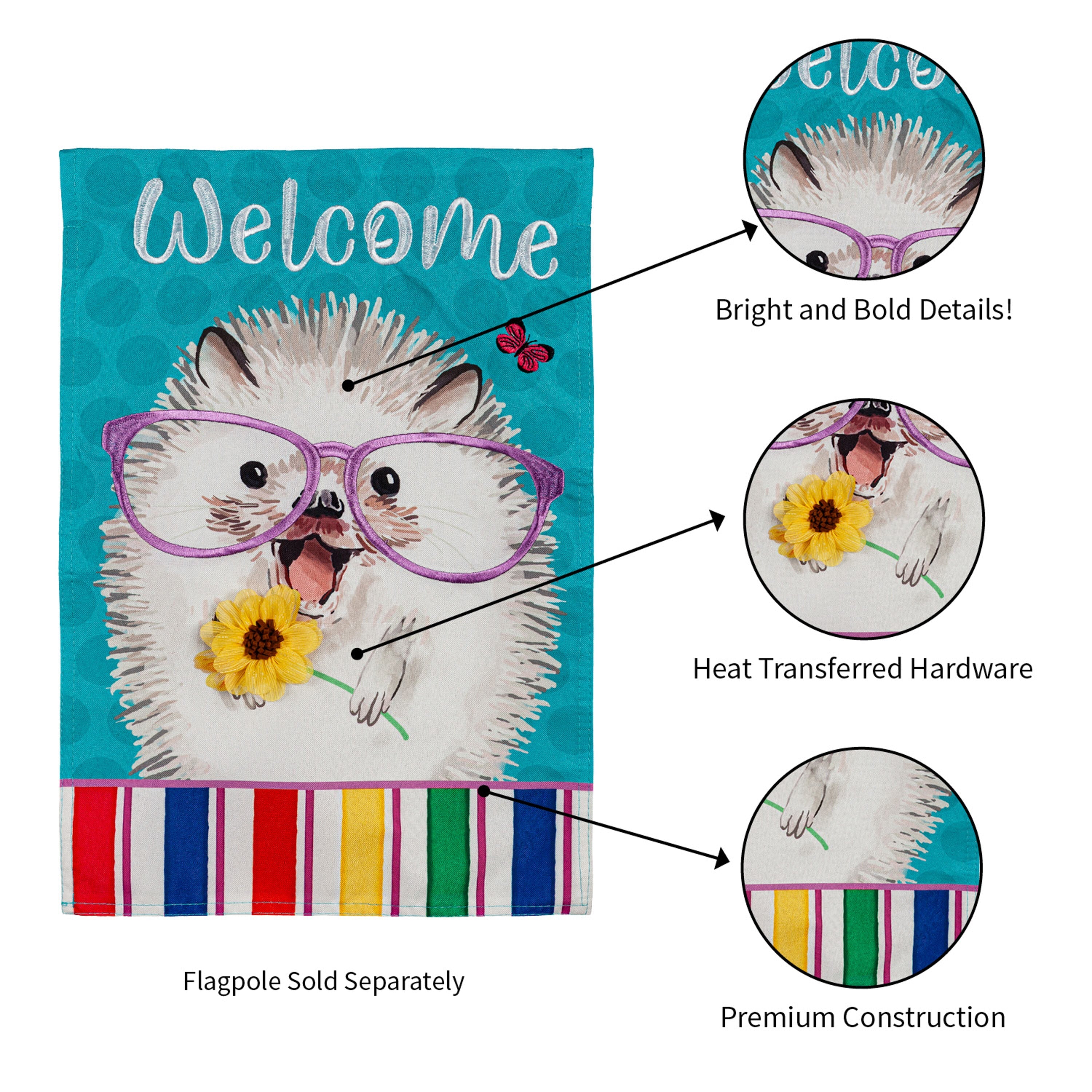 Hedgehog Pal Garden Linen Flag - Sports Gifts, Sports Memorabilia, Sports Collectibles, Fan Shop