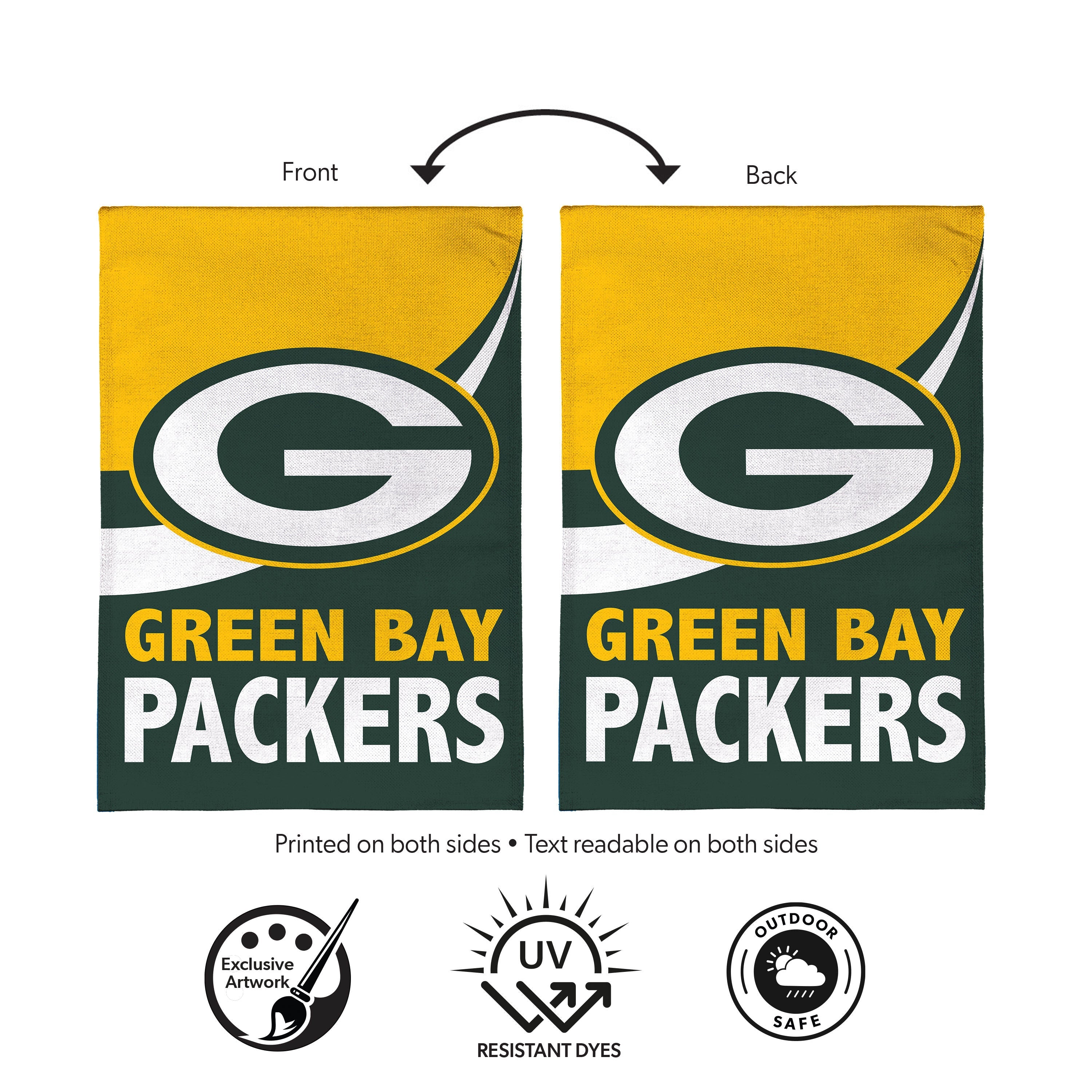 Green Bay Packers Burlap Flag House Size - Sports Gifts, Sports Memorabilia, Sports Collectibles, Fan Shop