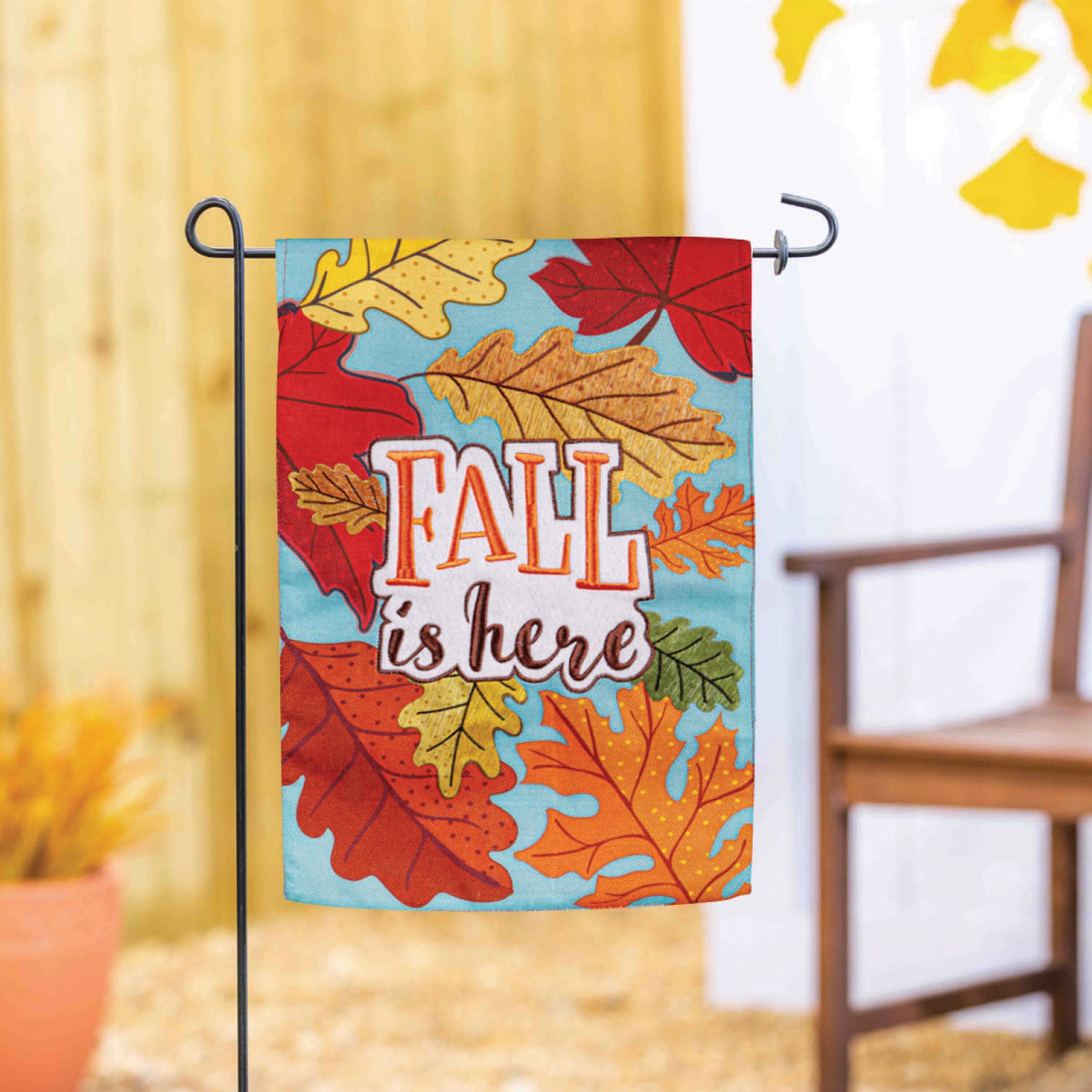 Fall Is Here Burlap Garden Flag - Sports Gifts, Sports Memorabilia, Sports Collectibles, Fan Shop