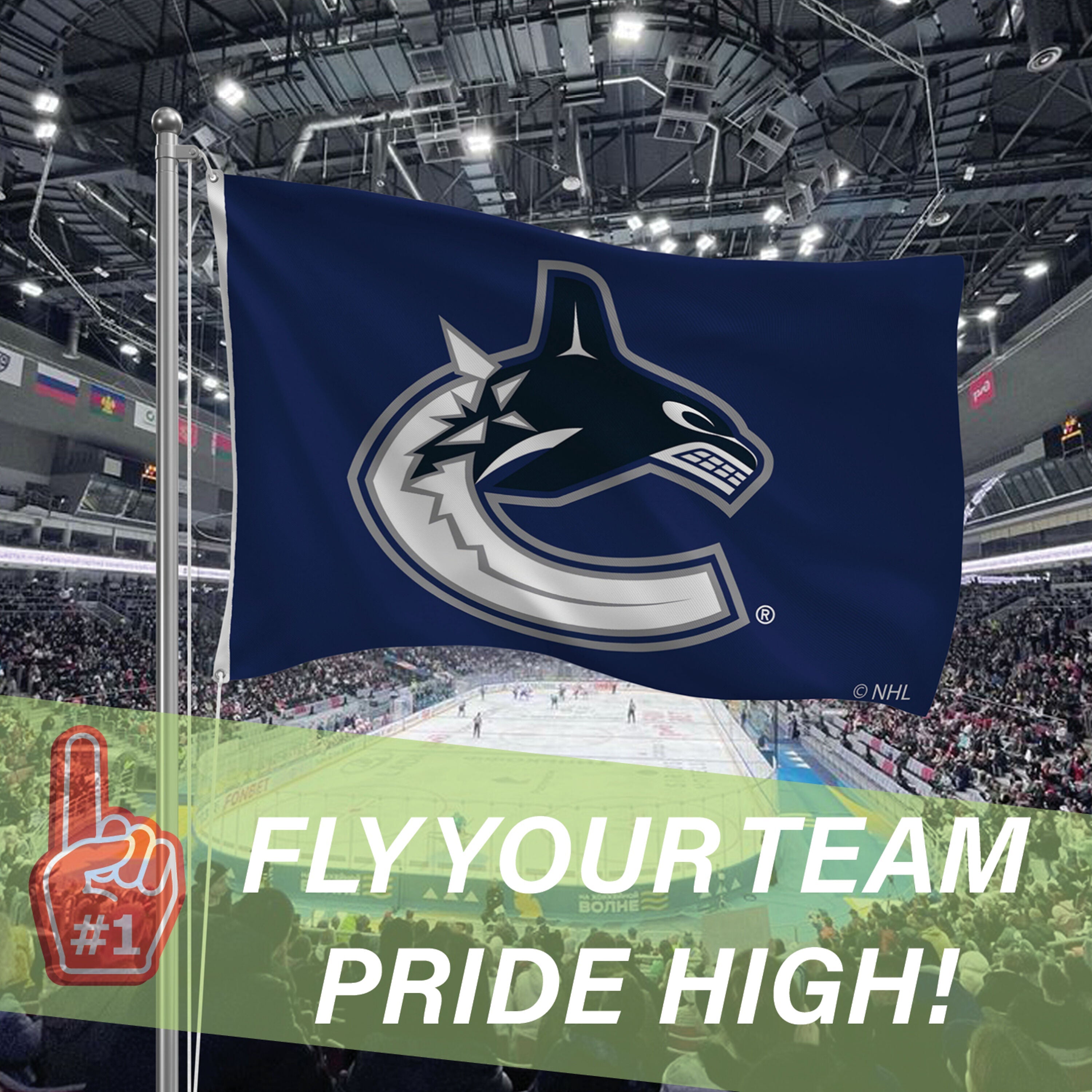 Vancouver Canucks Single Sided Flag w/ 2 Grommets, 3'x5'