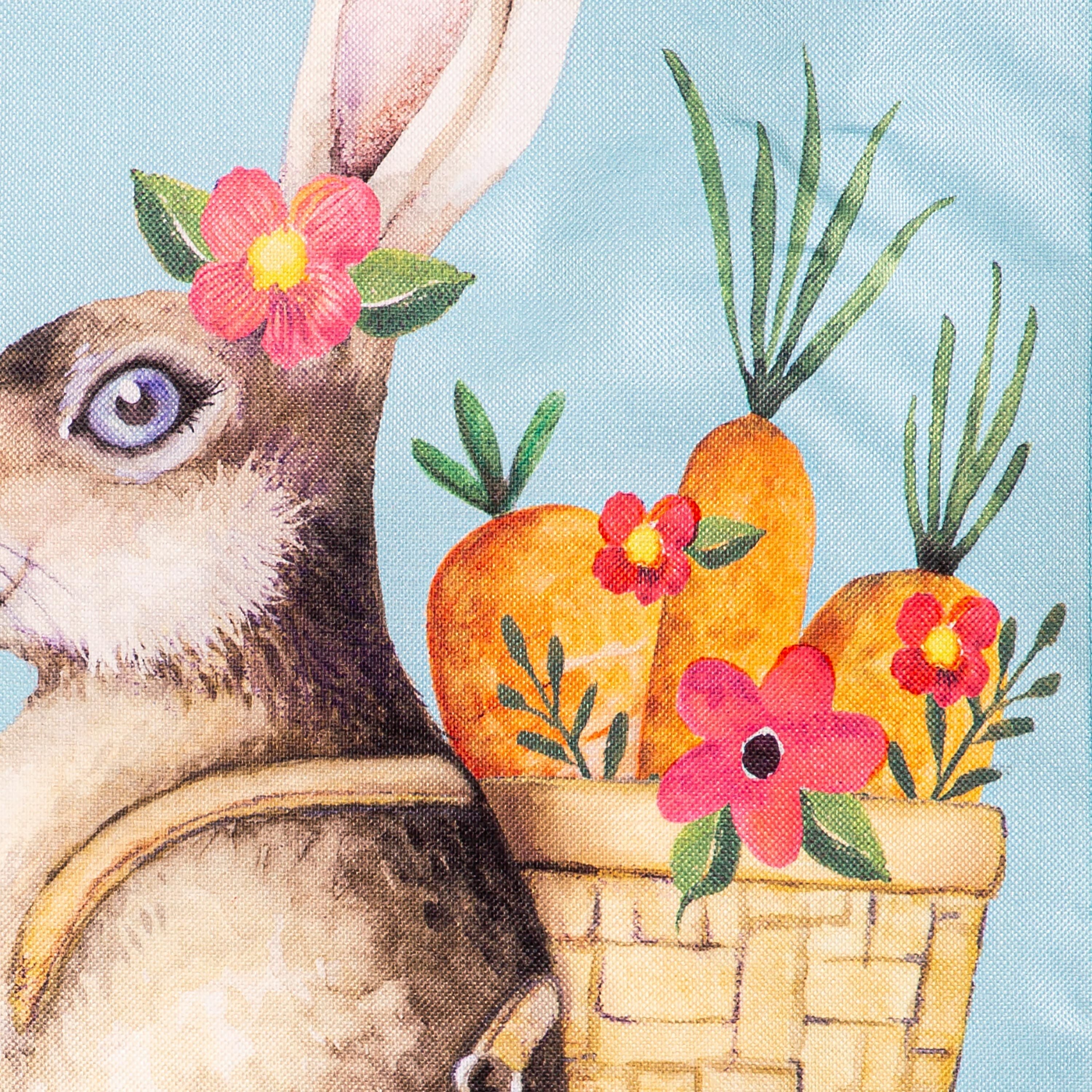 Happy Easter Bunny Burlap House Flag - Sports Gifts, Sports Memorabilia, Sports Collectibles, Fan Shop