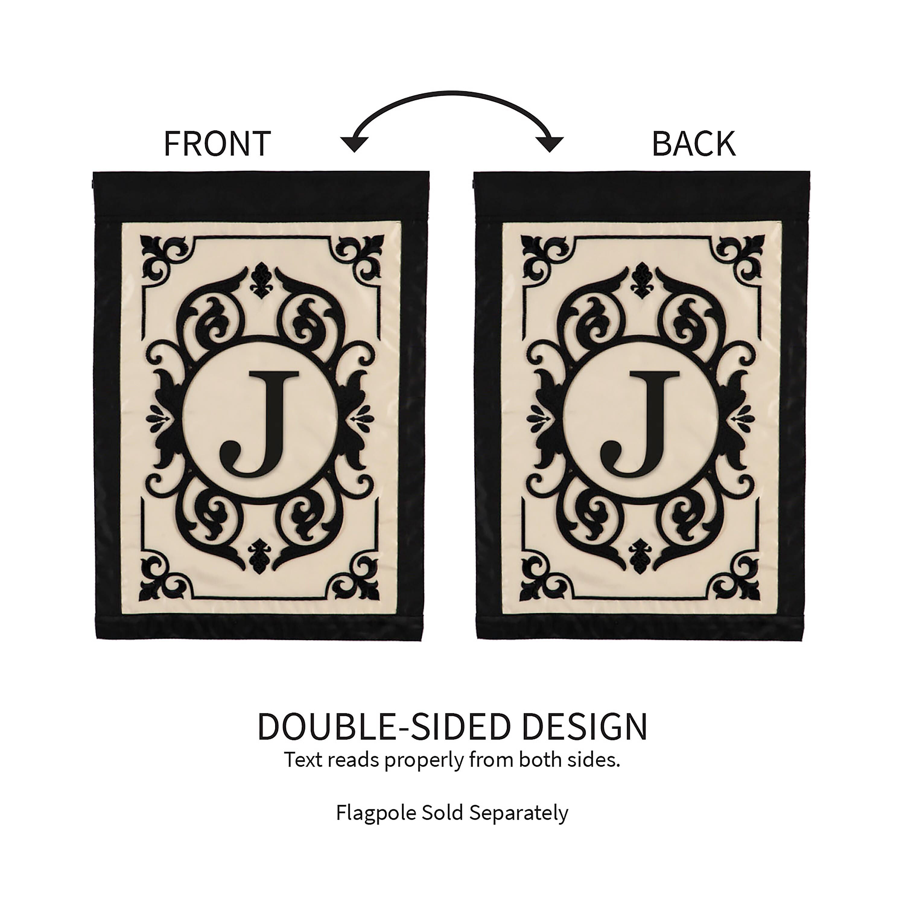 Cambridge Monogram Garden Applique Flag, Letter J