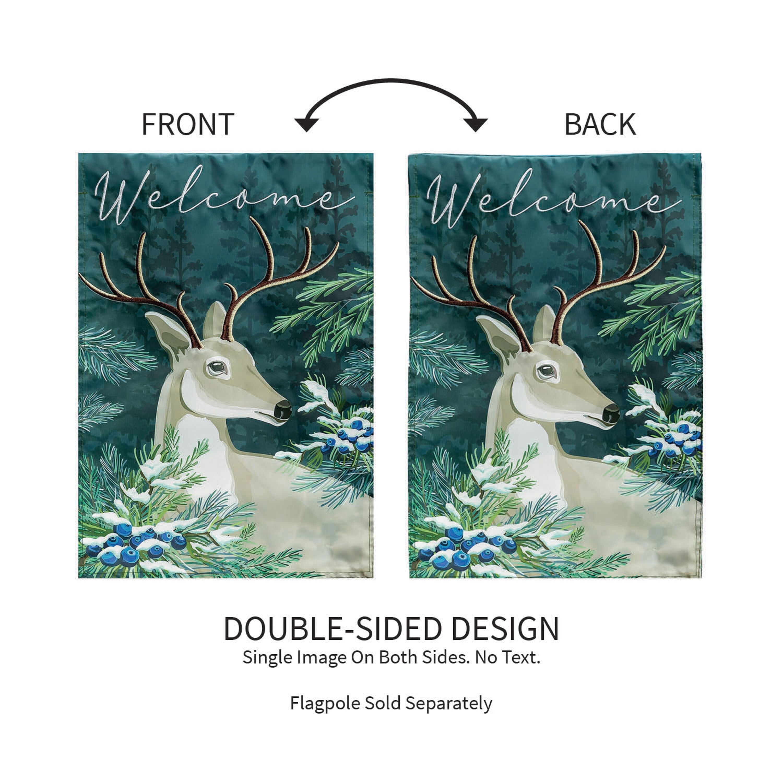 Woodland Deer Welcome Applique Garden Flag