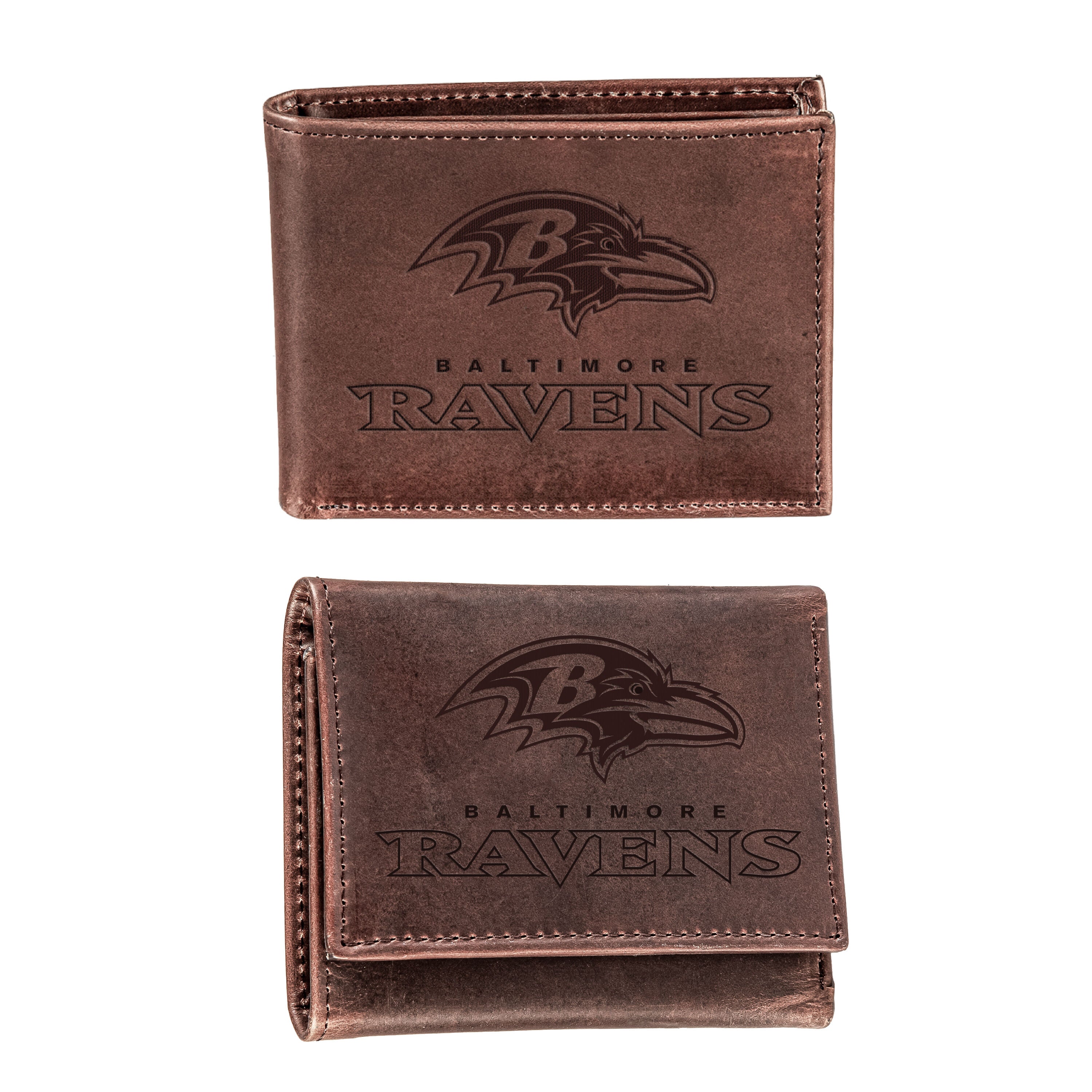 Baltimore Ravens, Bi-Fold and Tri-Fold Wallet Gift Set, Brown - Sports Gifts, Sports Memorabilia, Sports Collectibles, Fan Shop