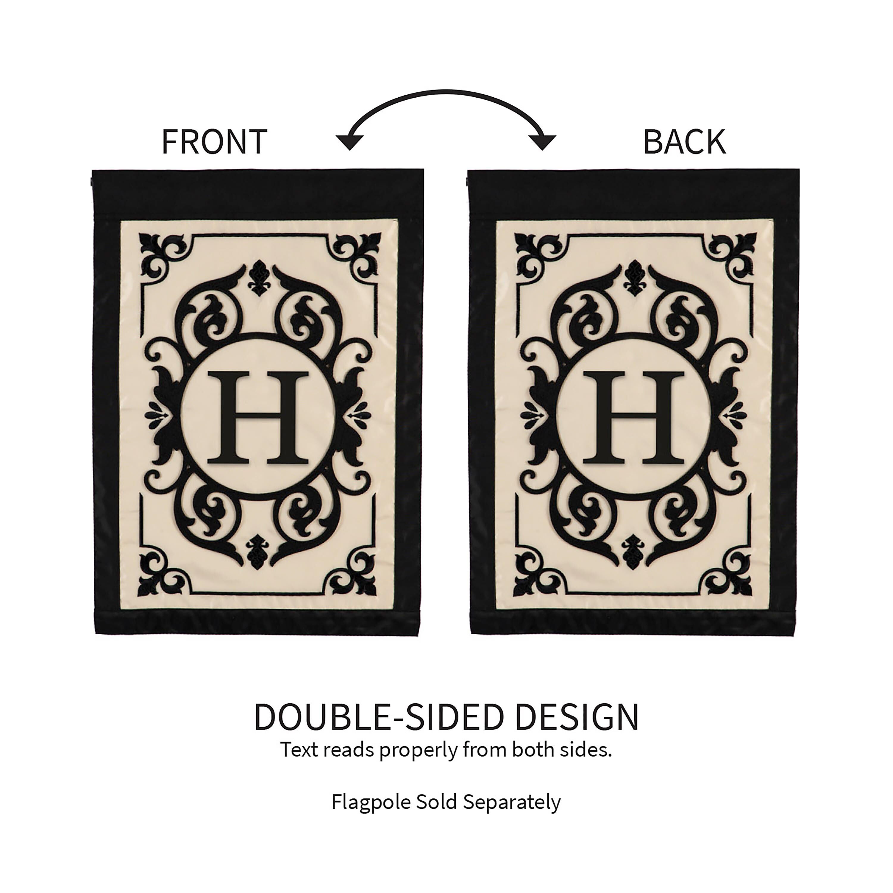 Cambridge Monogram Garden Applique Flag, Letter H