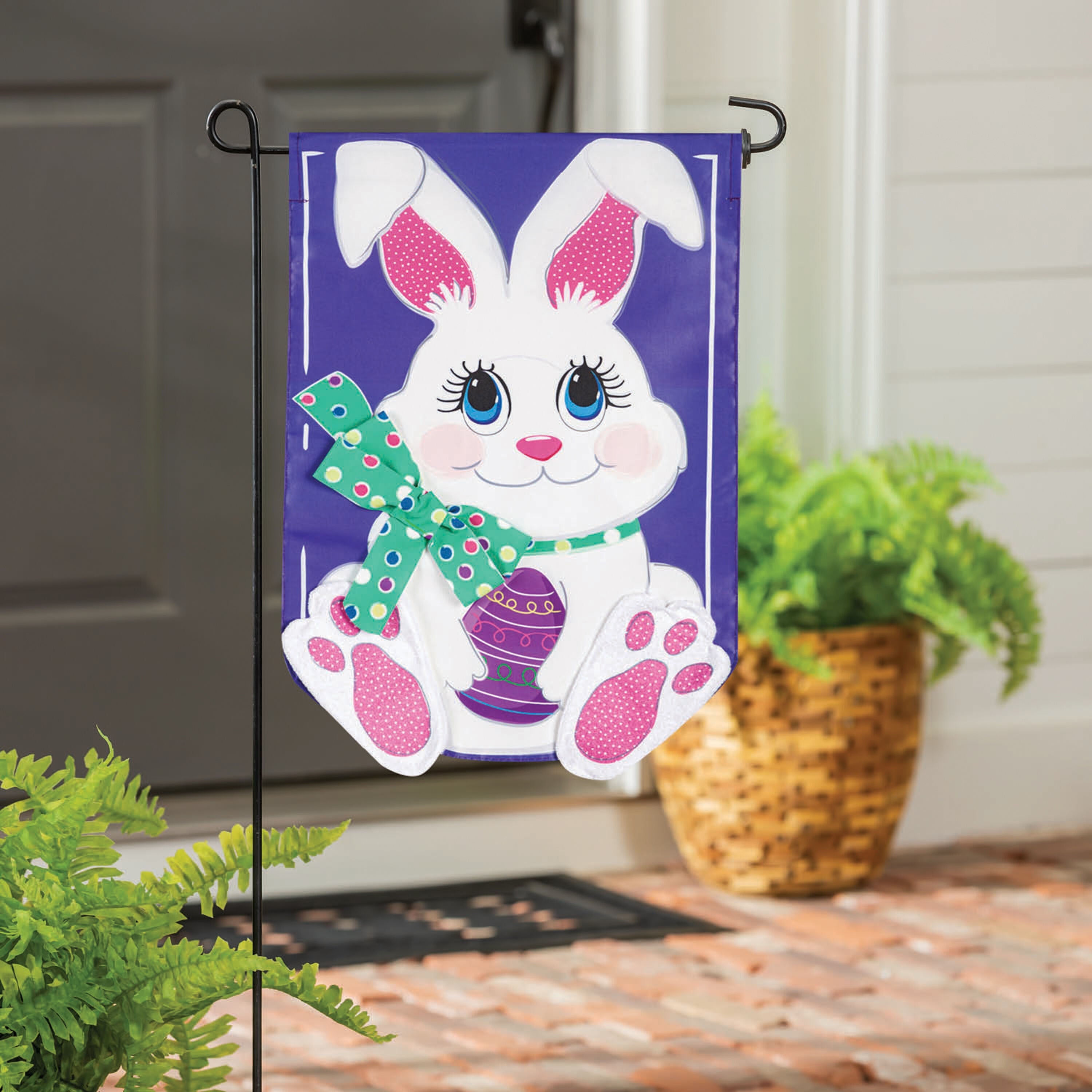 Easter Bunny Applique Garden Flag - Sports Gifts, Sports Memorabilia, Sports Collectibles, Fan Shop